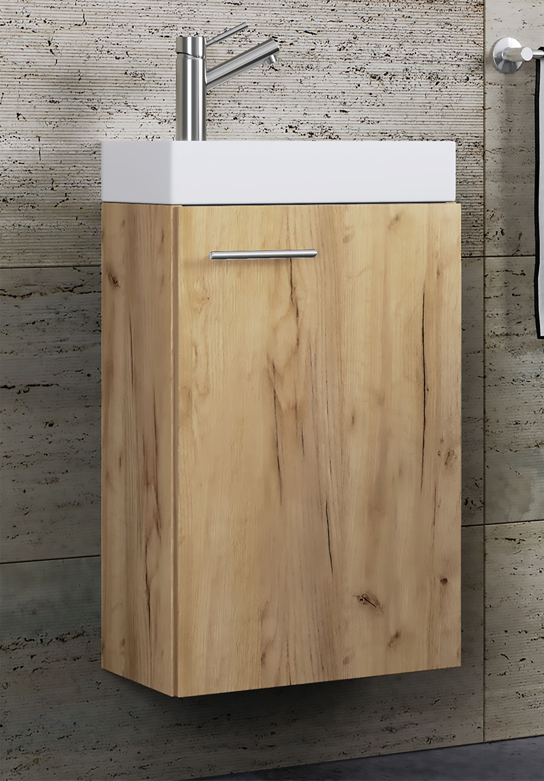 VCM Waschbeckenunterschrank »VCM 2-tlg Set | Waschplatz für Gäste WC | Gästebad | Waschtisch | Badezimmer Set - Slito«, (2 St.)