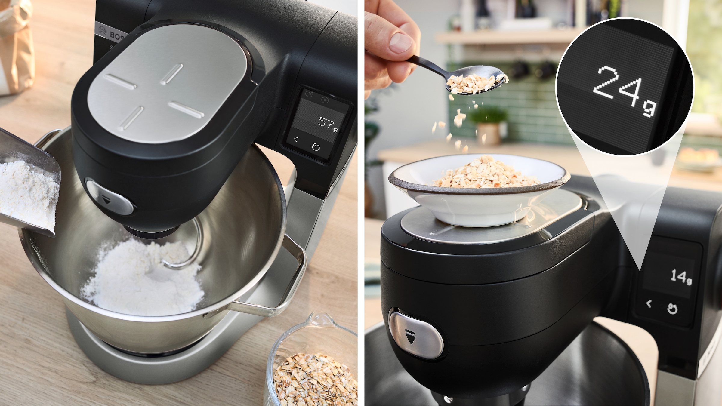 BOSCH Küchenmaschine »Serie 6 MUMS6ZS18, 2 Schüsseln (Edelst/Kunstst), integr Waage, schwarz«, Automatikprogramme, Deckel, Knethaken/Rühr-/Silikonbesen spülm.fest