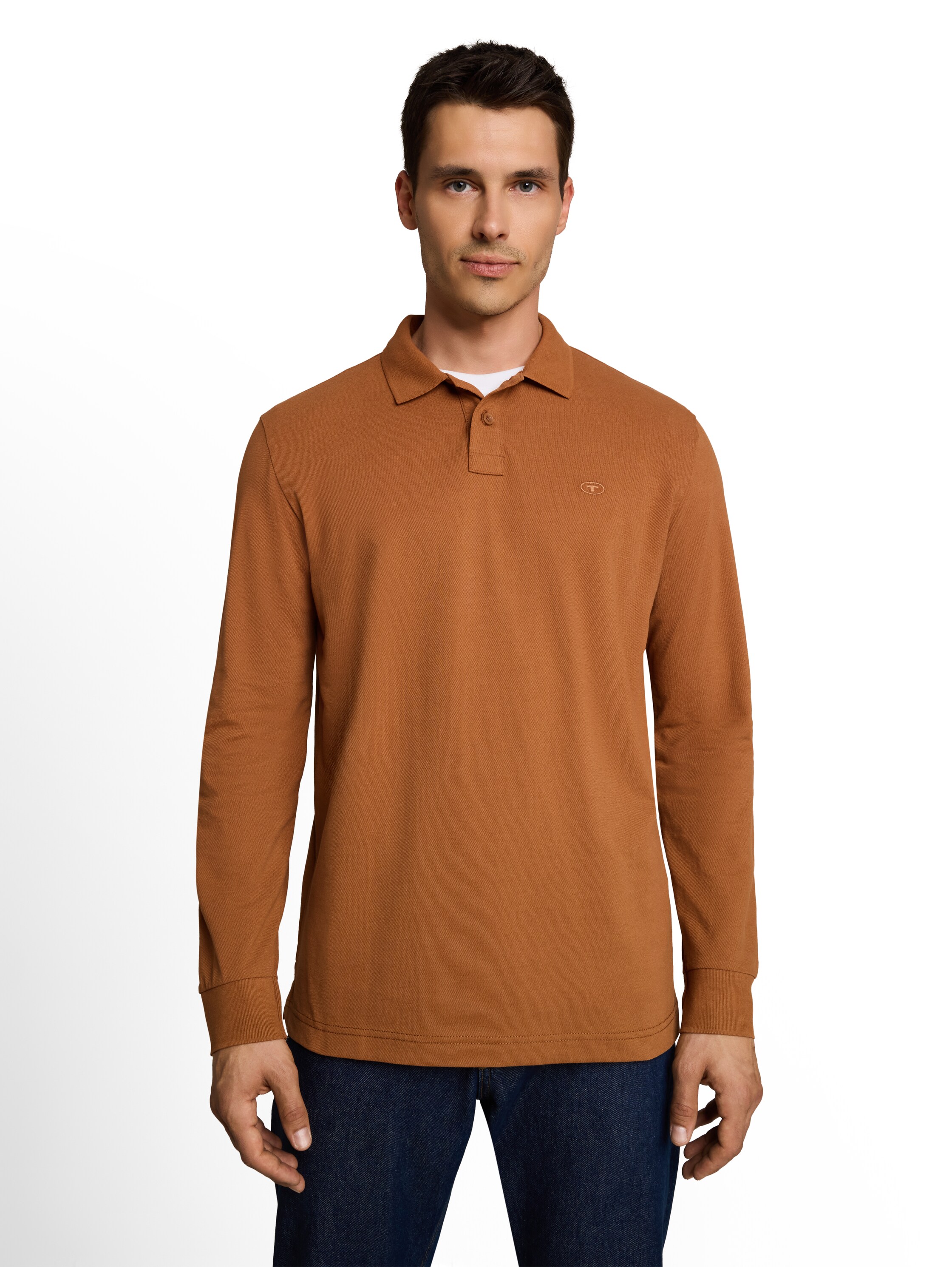 TOM TAILOR Langarm-Poloshirt mit Logo-Stickerei