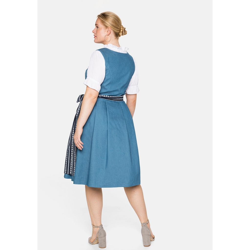 Sheego Dirndl »Große Größen«, in Denim-Optik mit Schürze 2-tlg.