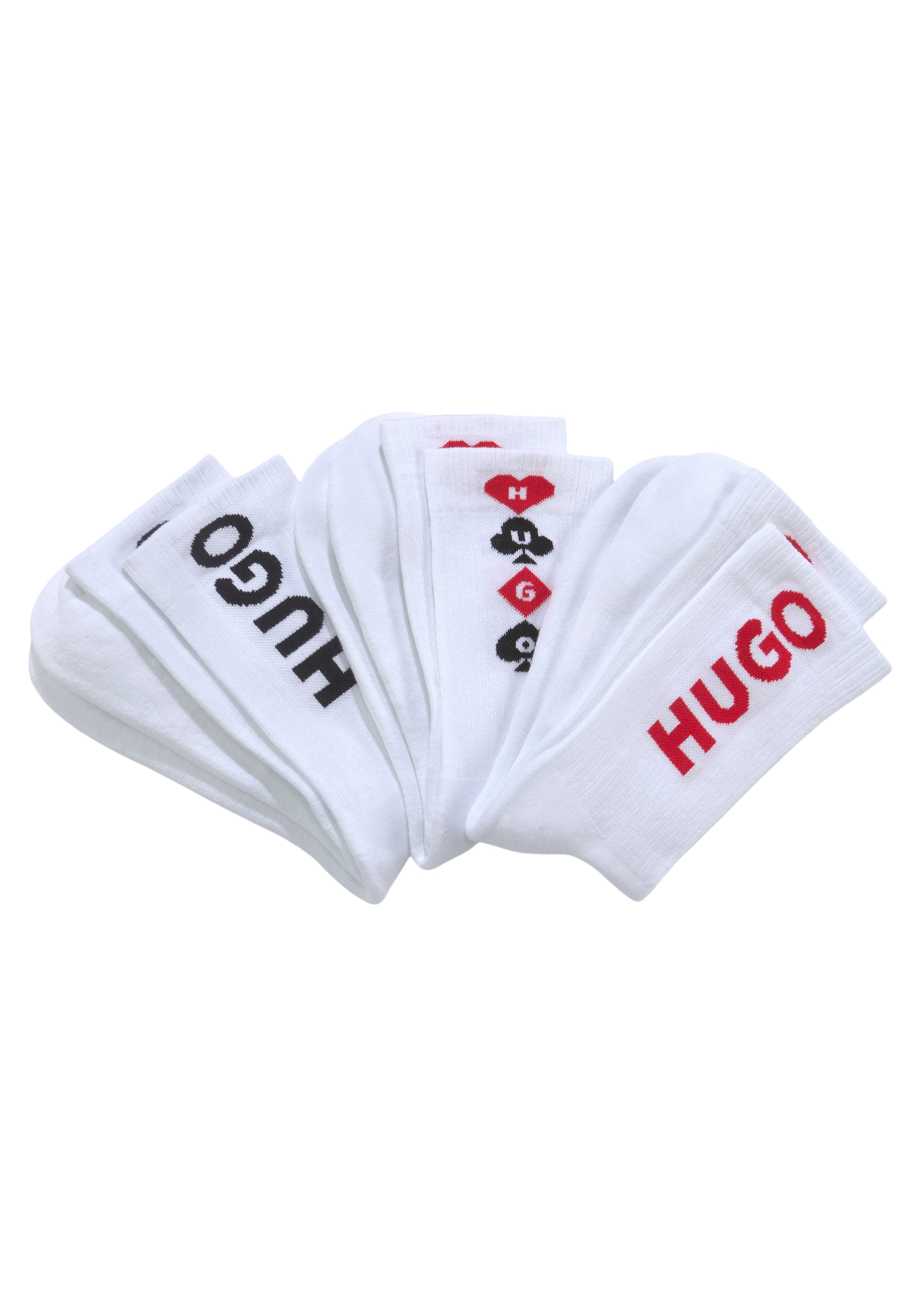 HUGO Socken, Paar, online BAUR 3 3er kaufen HUGO Logo eingestricktem mit Pack), (Packung, 
