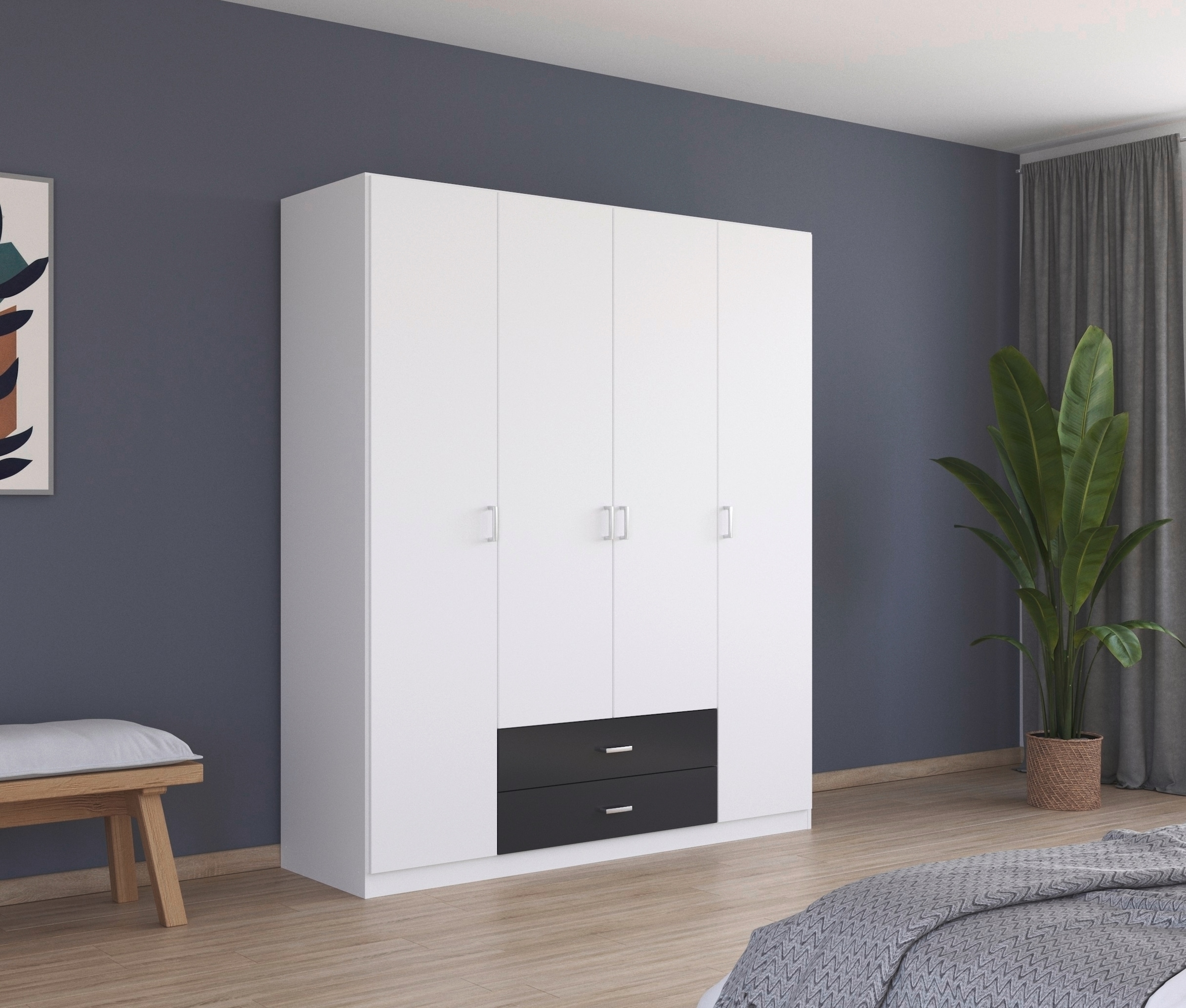 rauch Drehtürenschrank "Kleiderschrank Garderobe GAMMA Breiten 181 cm" in 3 Ausstattungen BASIC/CLASSIC/PREMIUM (inkl. SOFT-CLOSE-Funktion), mit Schubladen, verschiedene Griff-Varianten TOPSELLER MADE IN GERMANY