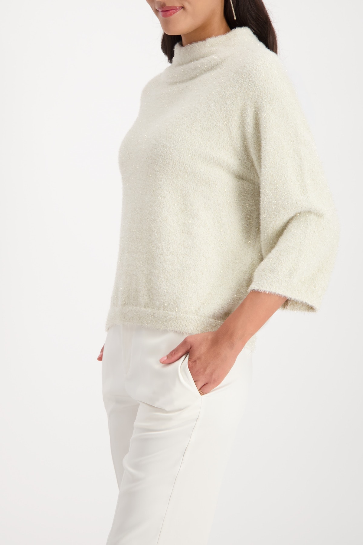Monari Stehkragenpullover »Pullover Lurex« Regular fit mit Rundhalsausschnitt