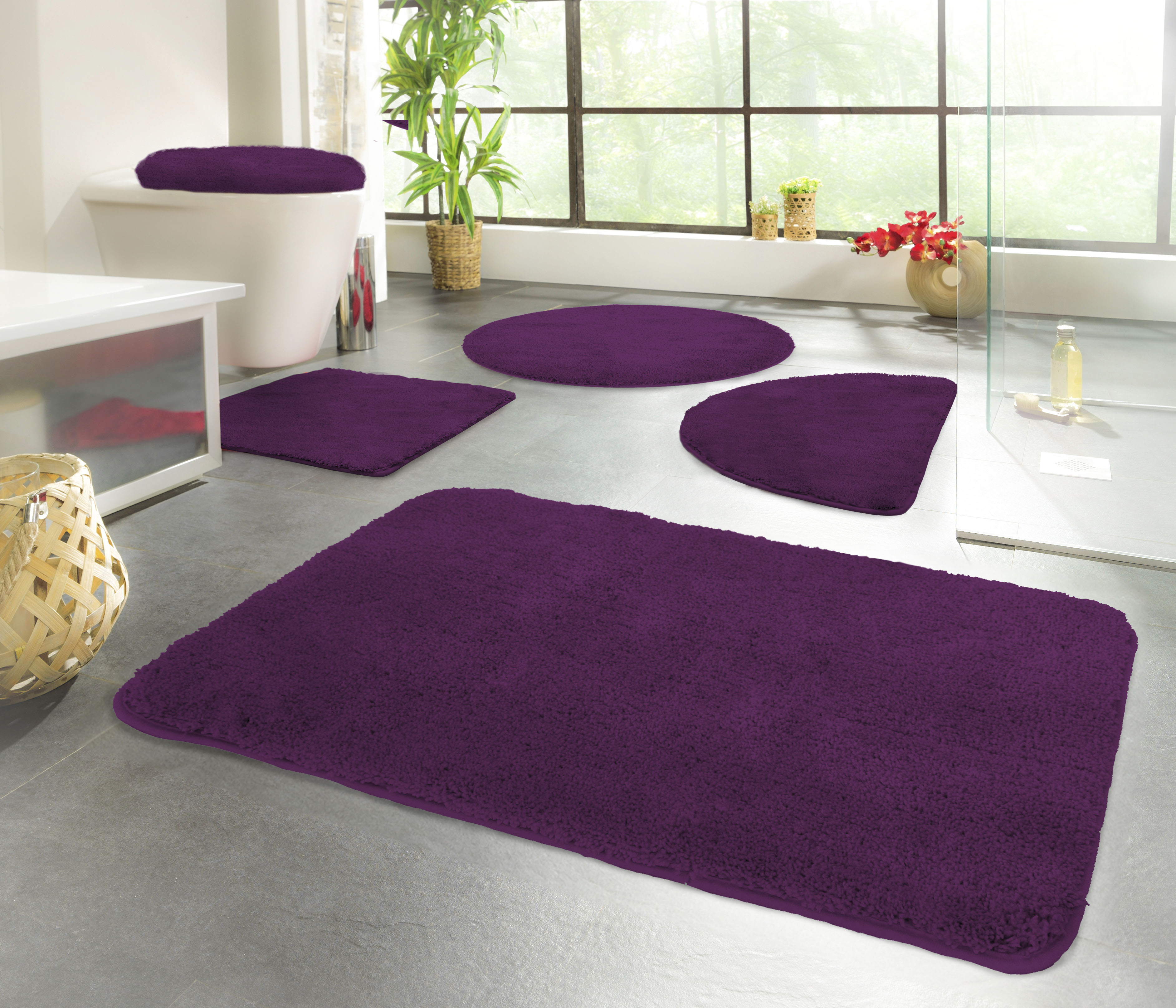 KiNZLER Badematte "Chaozhou, Badvorleger, Badezimmer Teppich" Höhe 20 mm rutschhemmend beschichtet fußbodenheizungsgeeignet Badteppich, Uni Farben, weich, als rechteckig, rund & Set erhältlich