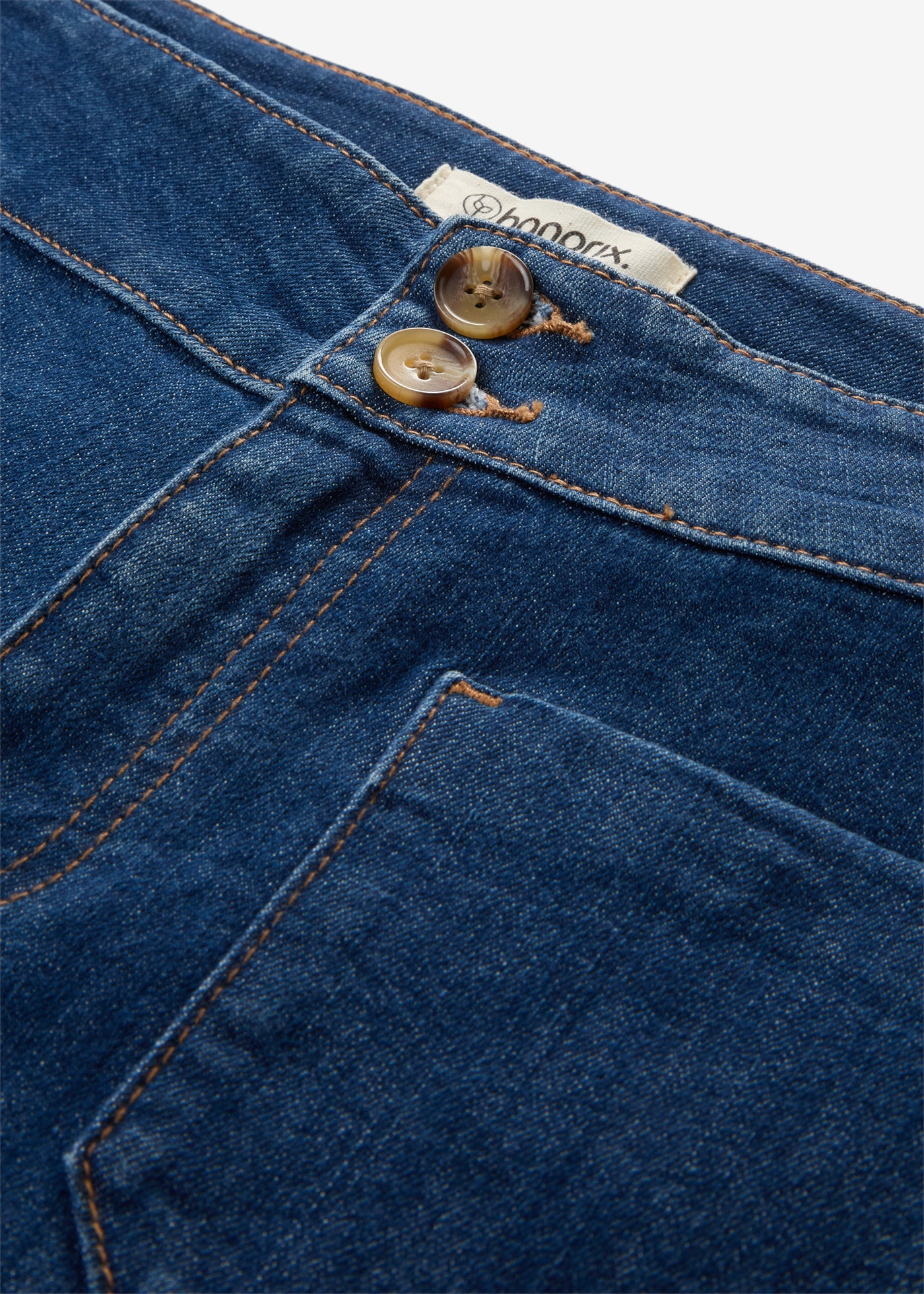 bonprix Schlagjeans mit Mid Waist, Regular Fit, ausgestellte Schlagform, in Used-Optik