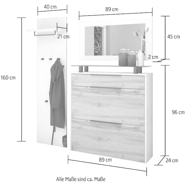 borchardt Möbel Garderoben-Set »Tom«, (3 St.), Schuhschrank hängend  bestellen | BAUR