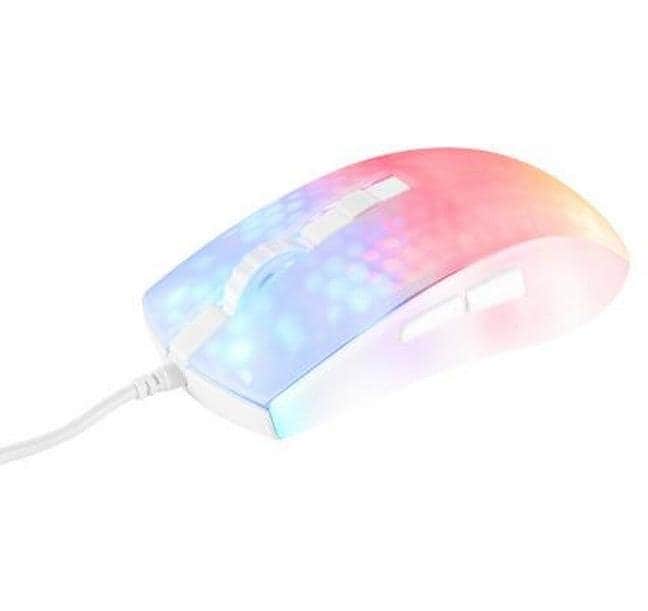DELTACO Gaming-Maus »GAM-144-W Weiss/Trasparent« kabelgebunden