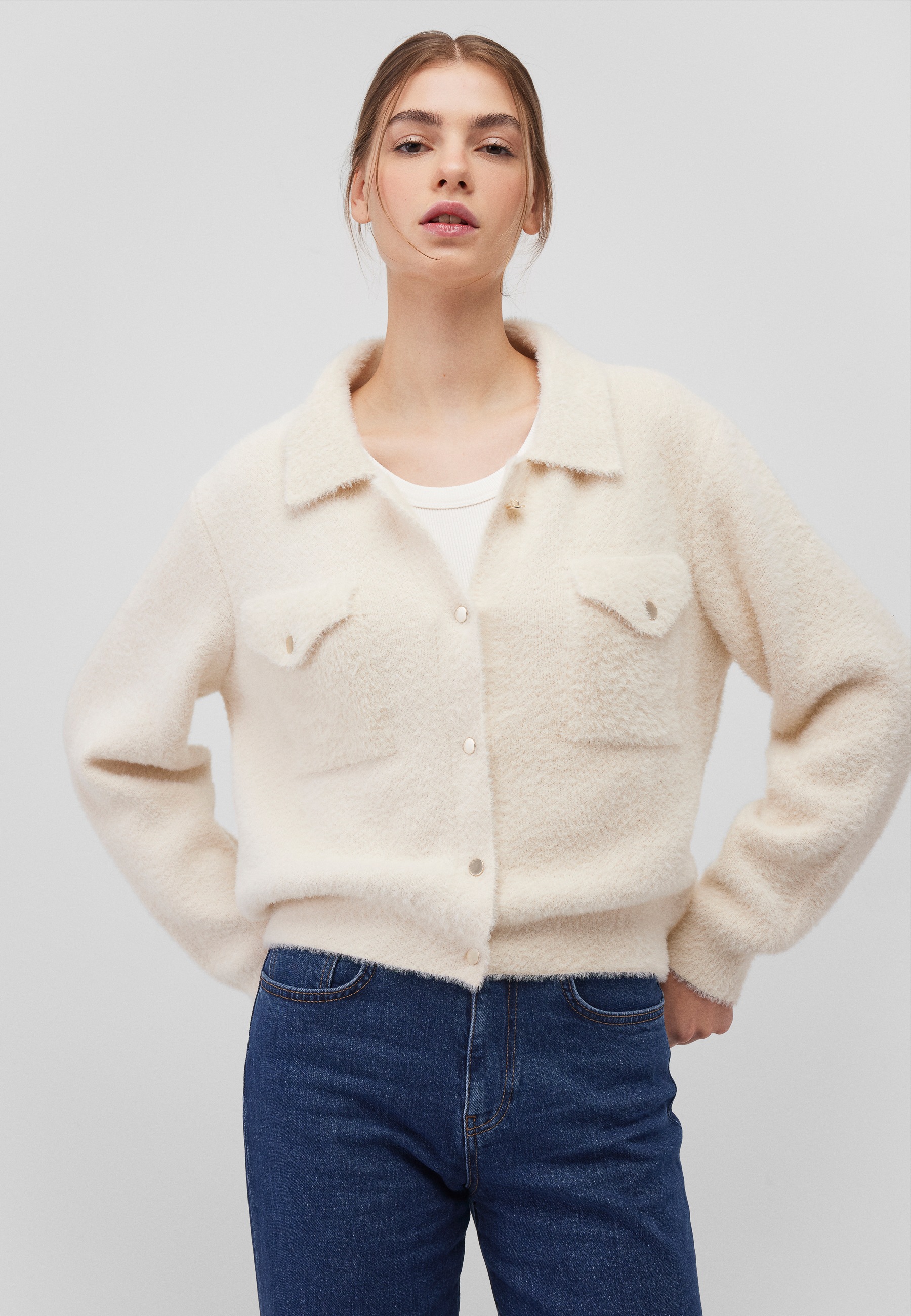 Mavi Strickpullover »BUTTONED CARDIGAN«, Kragen Strickjacke