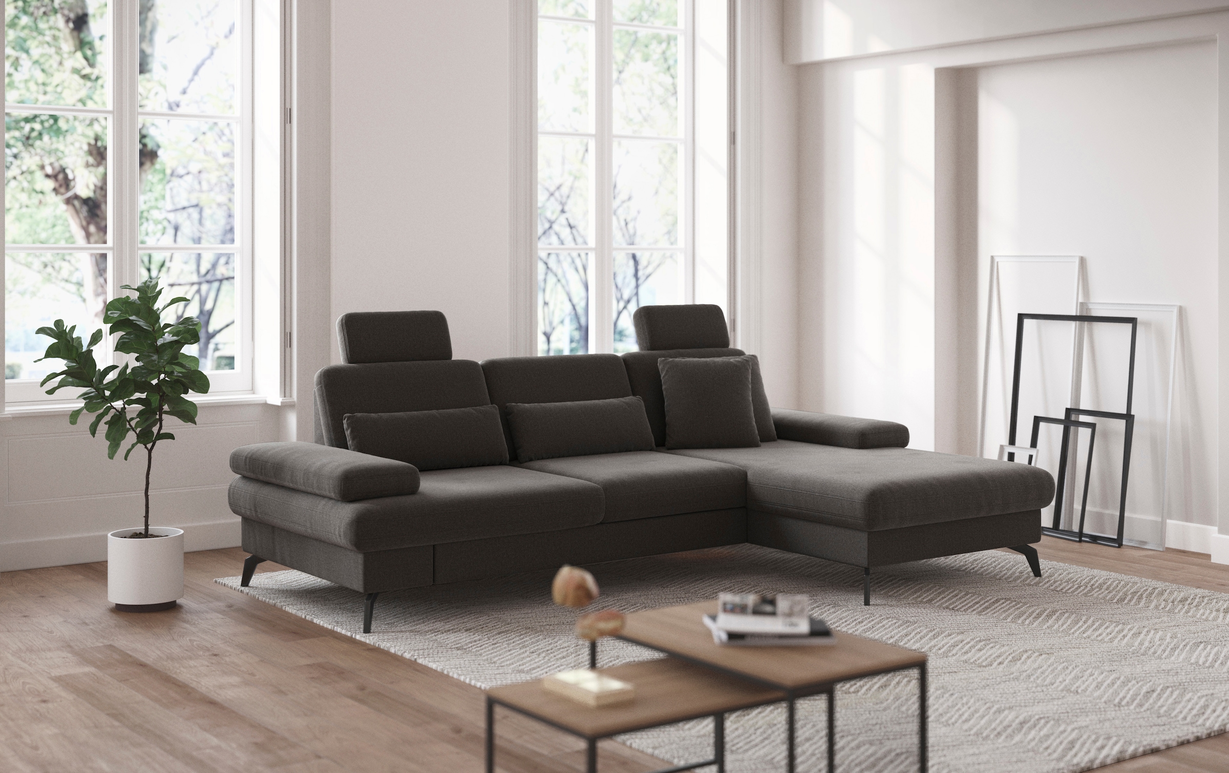 sit&more Ecksofa »Morris L-Form, inkl. Sitztiefenverstellung«, wahlweise mit Armteilverstellung, Bettfunktion & Bettkasten