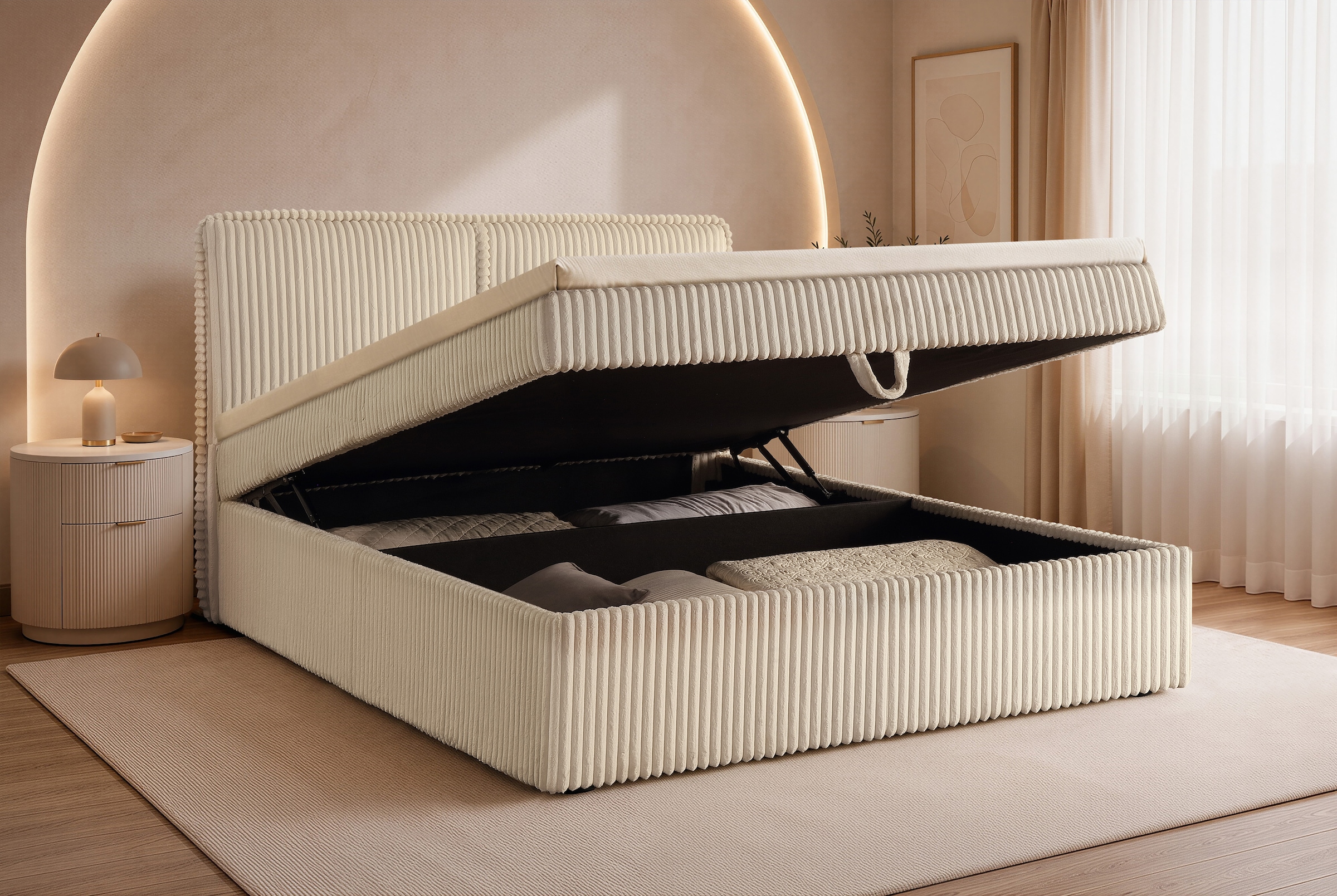 OTTO home Stauraumbett »TIFFANY« Stauraum- Boxbett mit Taschenfederkern Matratze (H3) inkl. Topper (H2)