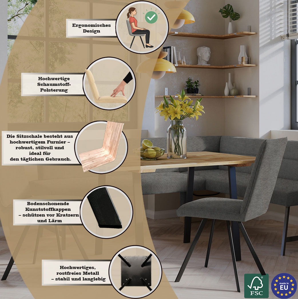 Thumbnail - OTTO home 4-Fußstuhl "Sava" (Set) 2 Stk.Metallgestell