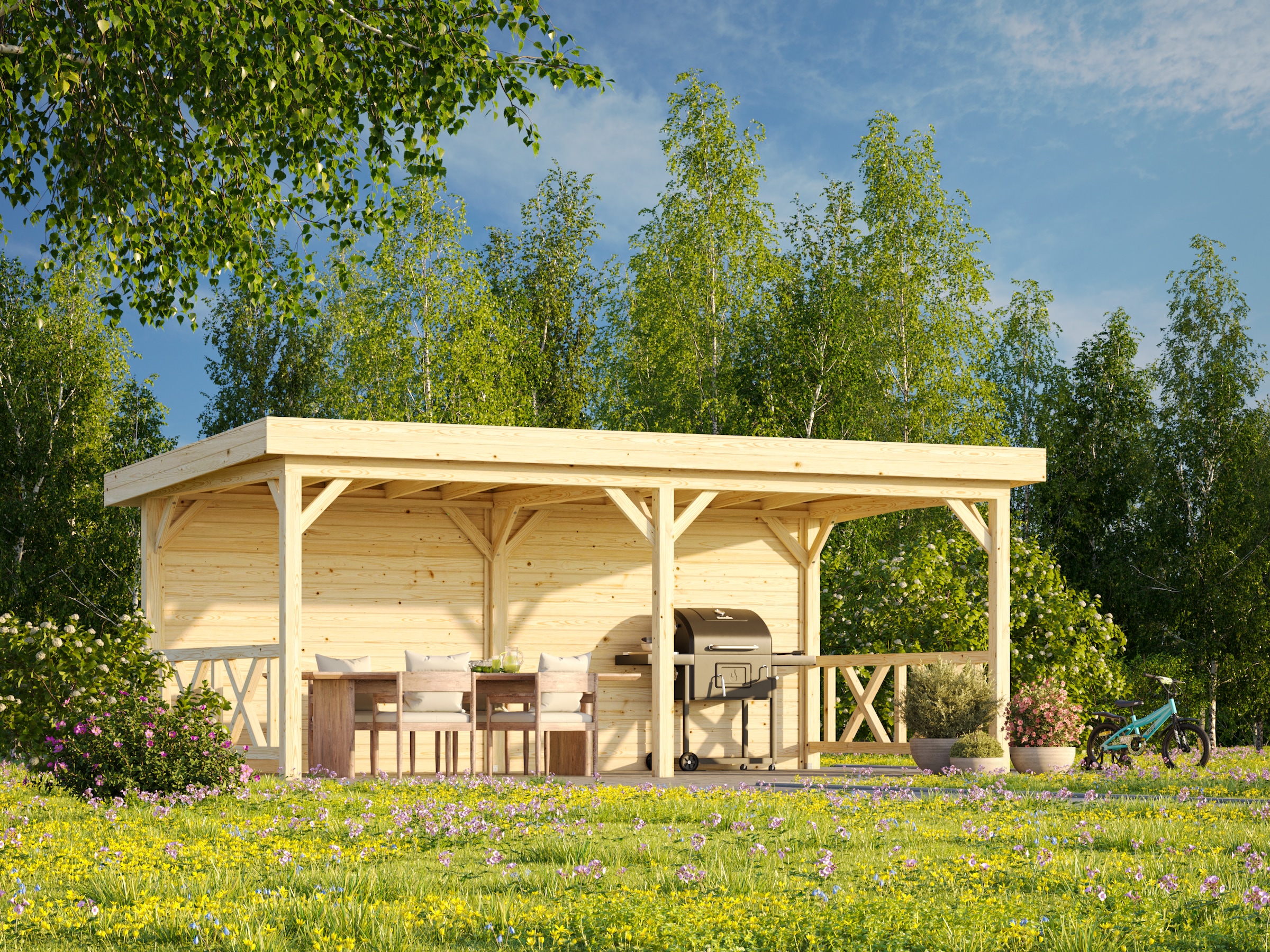Palmako Holzpavillon »Lenna 16,6 m² Set 308« BxTxH: 628x340x245 cm