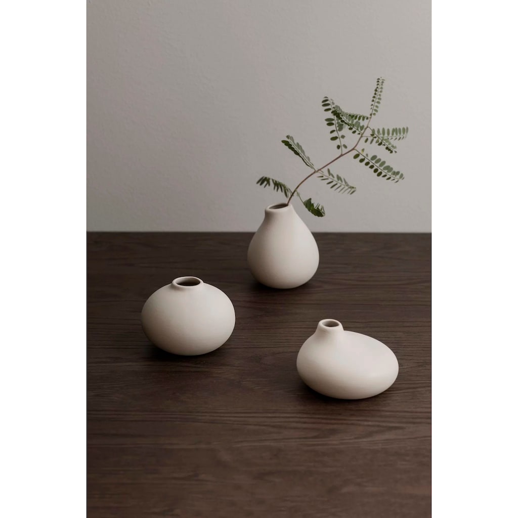 BLOMUS Dekovase »NONA, aus Porzellan, unglasiert«, (Set, 3 St.), Vase in 3 unterschiedlichen und außergewöhnlichen Formen