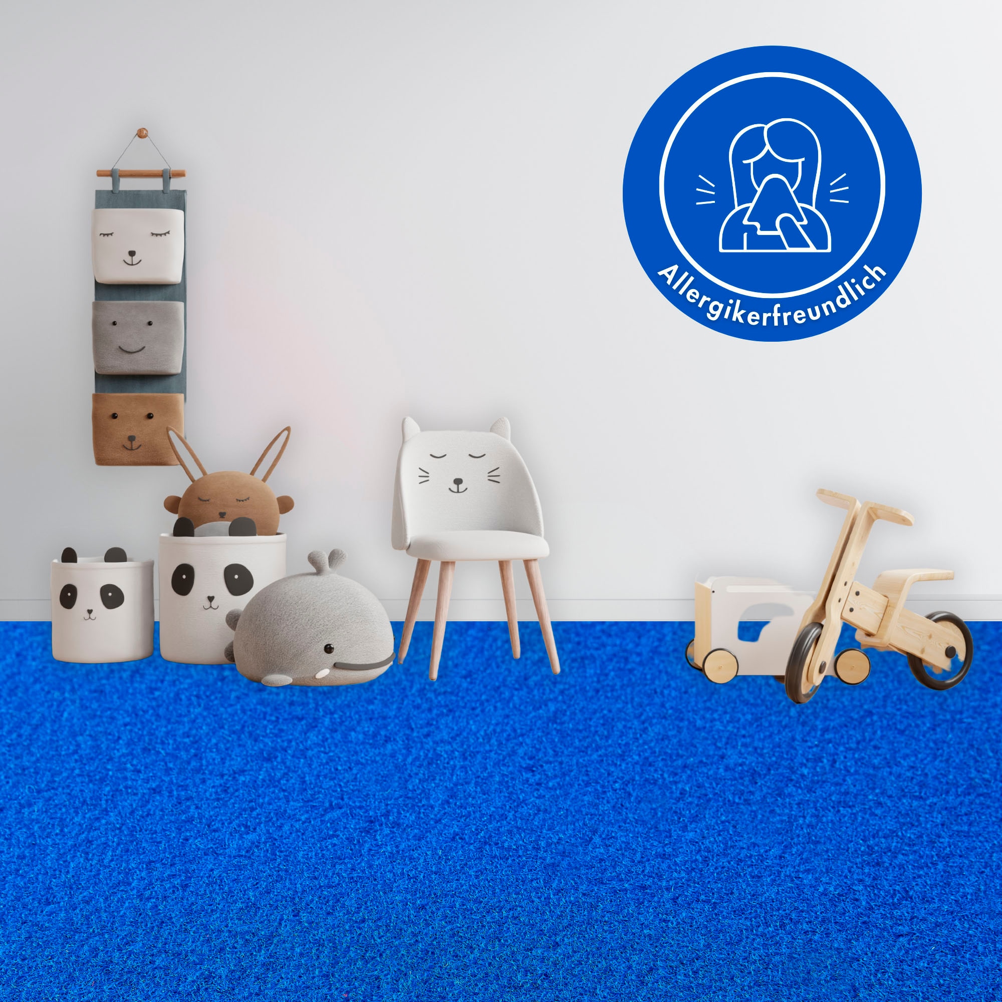 ANDIAMO Teppichboden "Sina, Velours, Made in Belgium", B : 400cm 1 Stk., 6mm, L: 600cm, blau, Schlafzimmer, Teppiche, Uni Farben, Breite 400 cm,