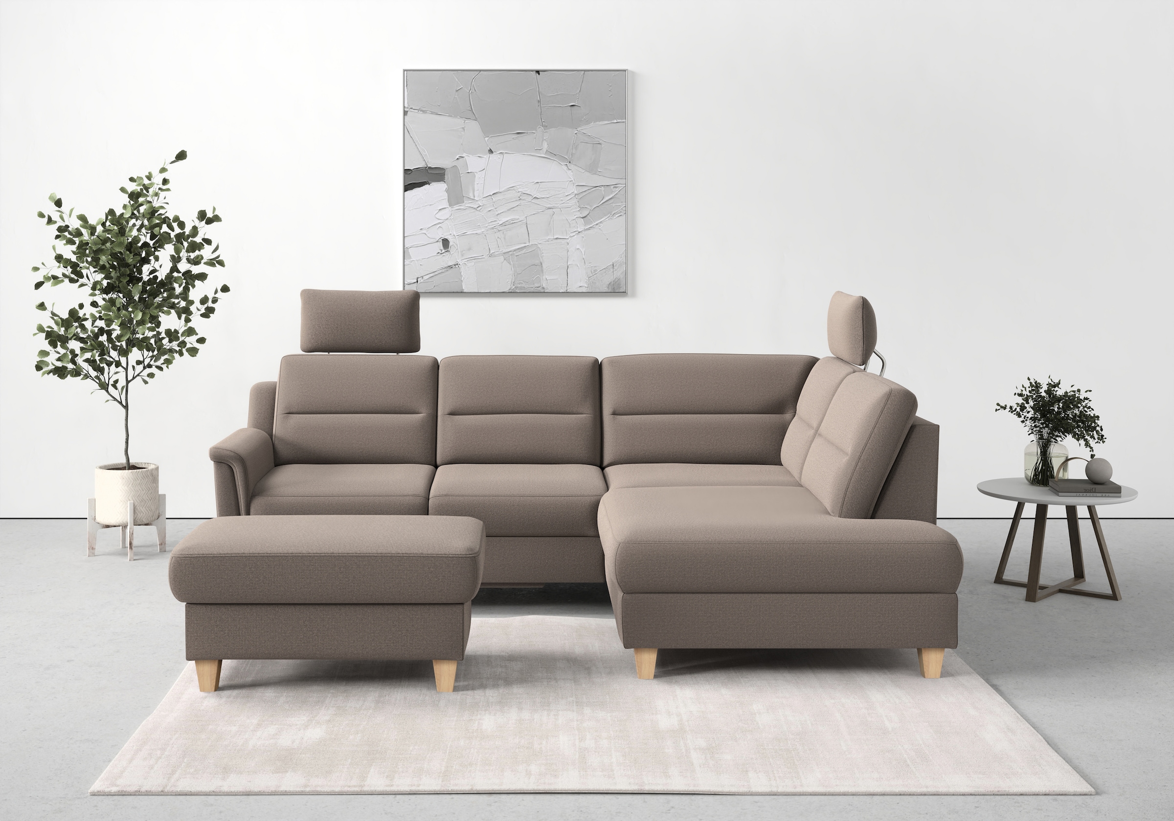 sit&more Stauraumhocker »Farö«, mit Stauraum und Federkern und naturfarbenen Füßen