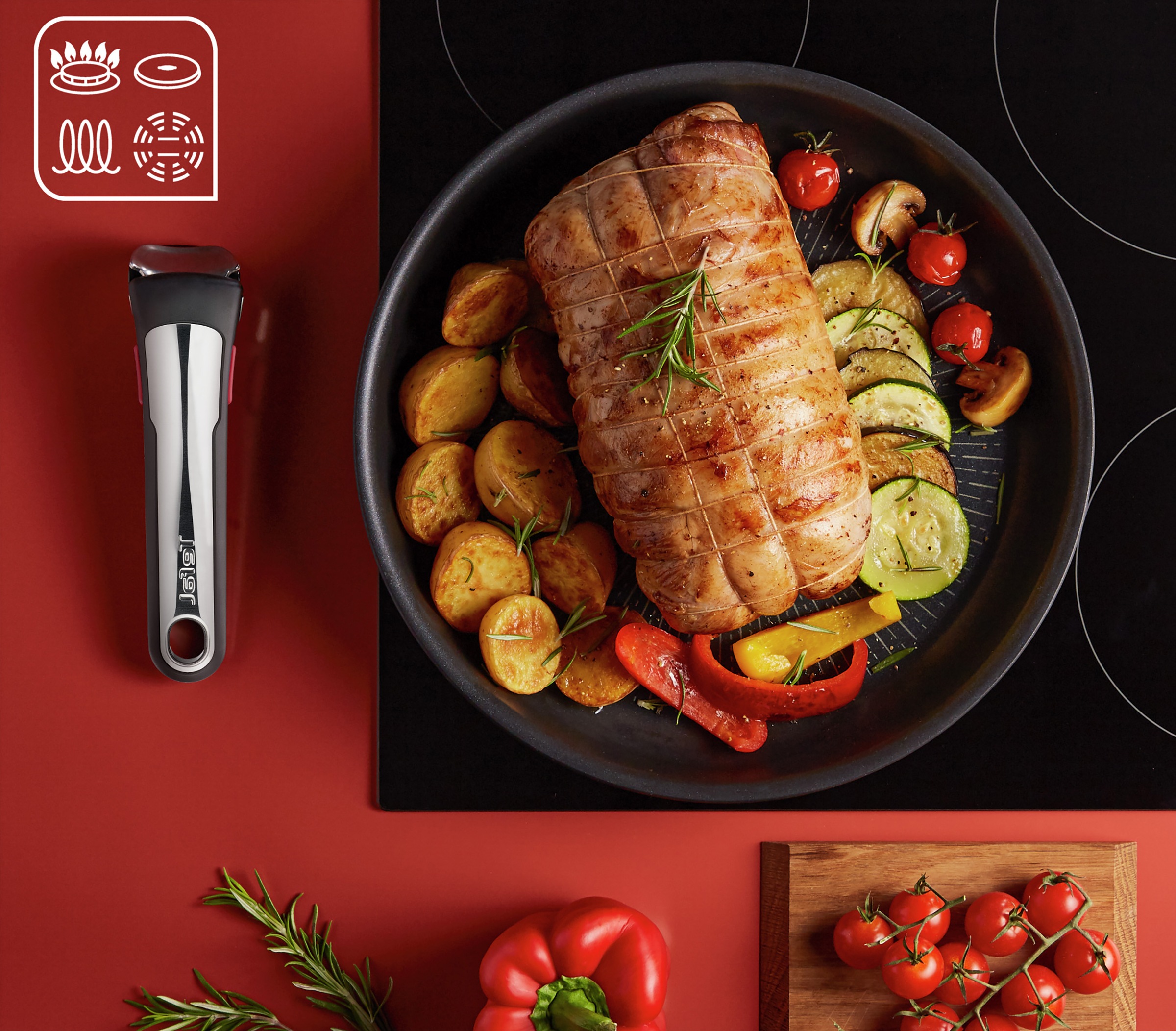 Tefal Pfannen »Ingenio Unlimited On« in 24/28 cm mit abnehmbarem Griff und »Ice  Force Kochmesser« im Set bestellen | BAUR