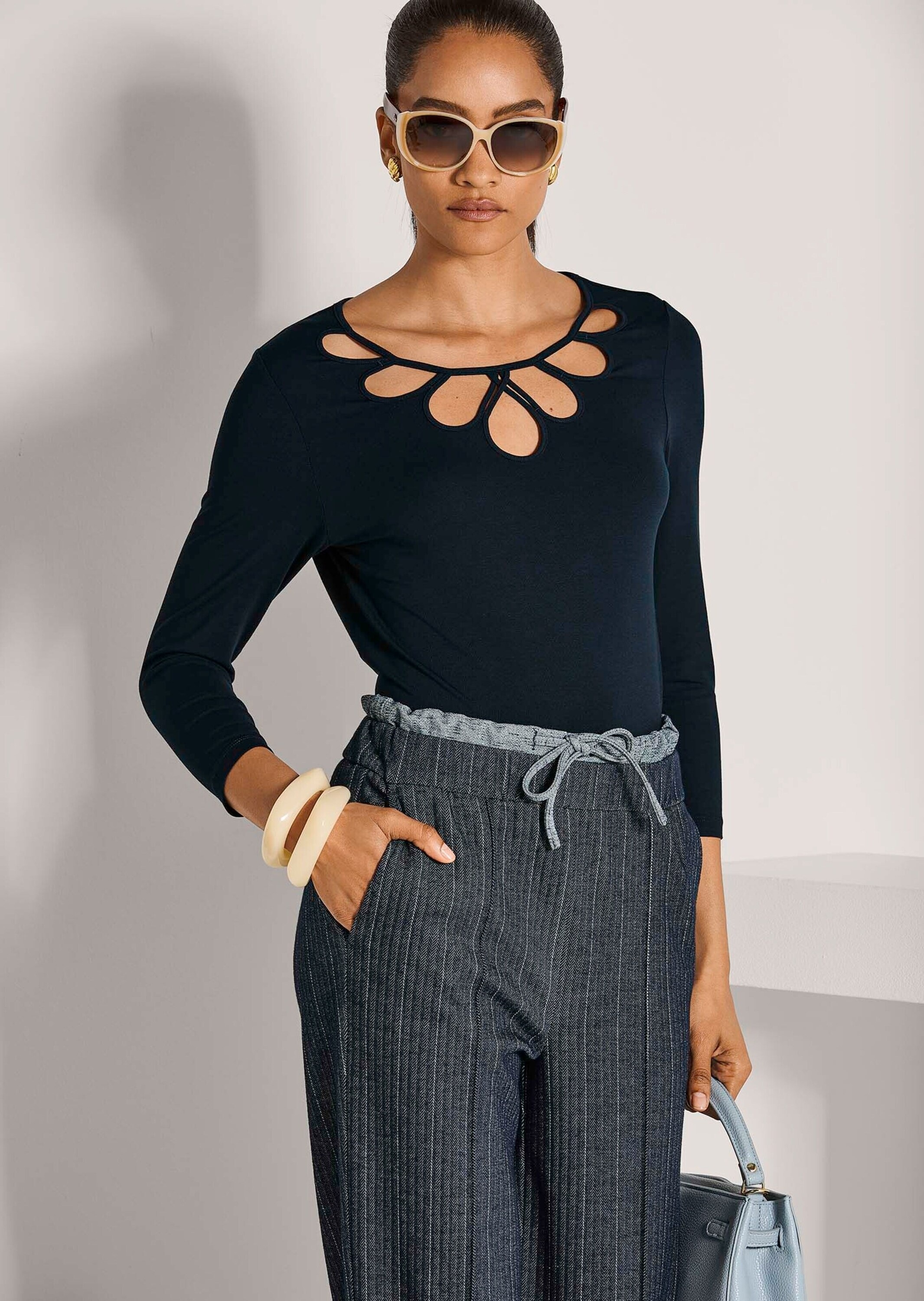 MADELEINE 3/4-Arm-Shirt »Blusenshirt Elegantes Oberteil mit Cut-Outs«