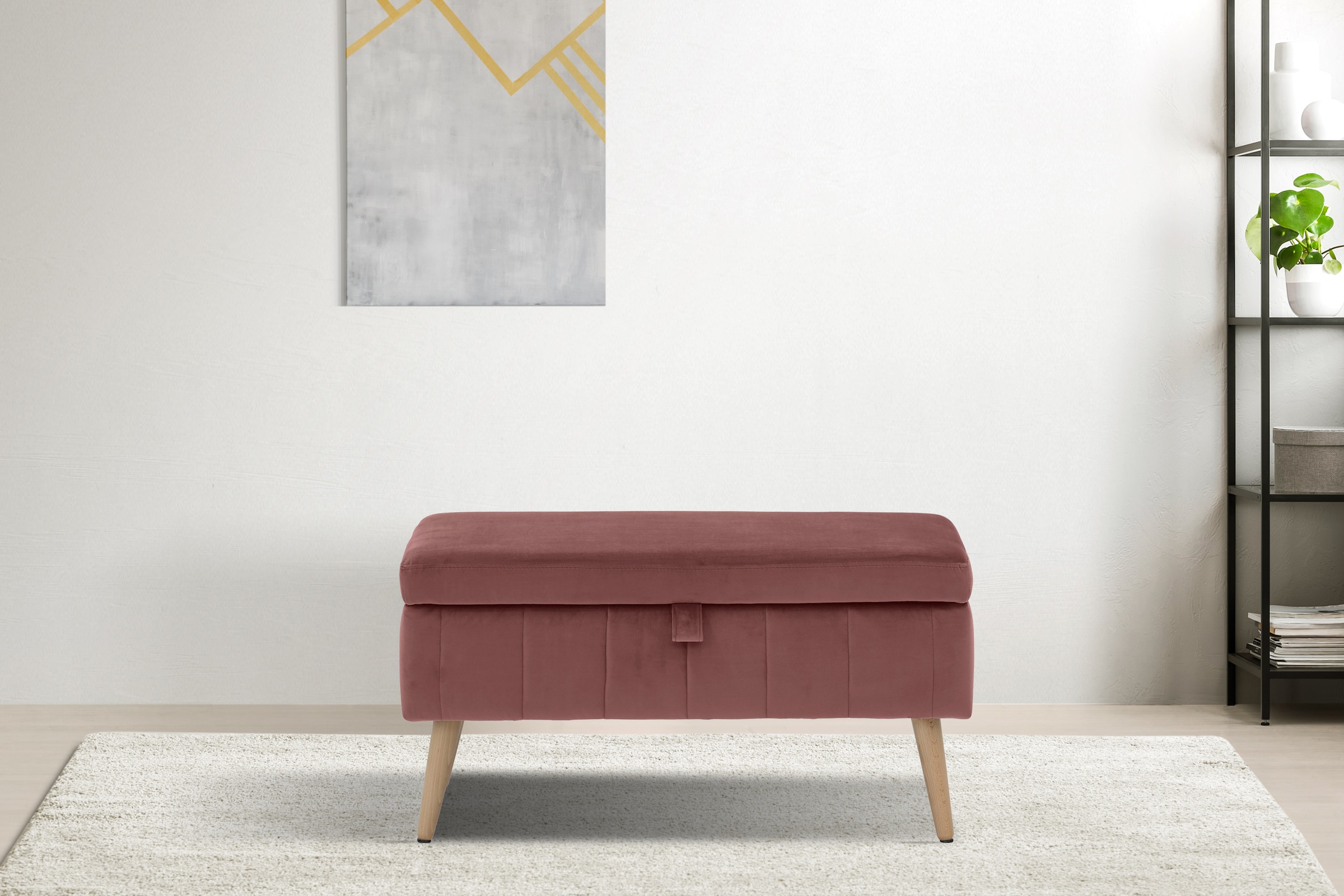 INOSIGN Truhenbank »AMIRA Sitzbank mit Stauraum, Maße B/T/H: 81/36/43 cm«, mit Staufach, in 3 Bezugsqualitäten mit feiner Steppung