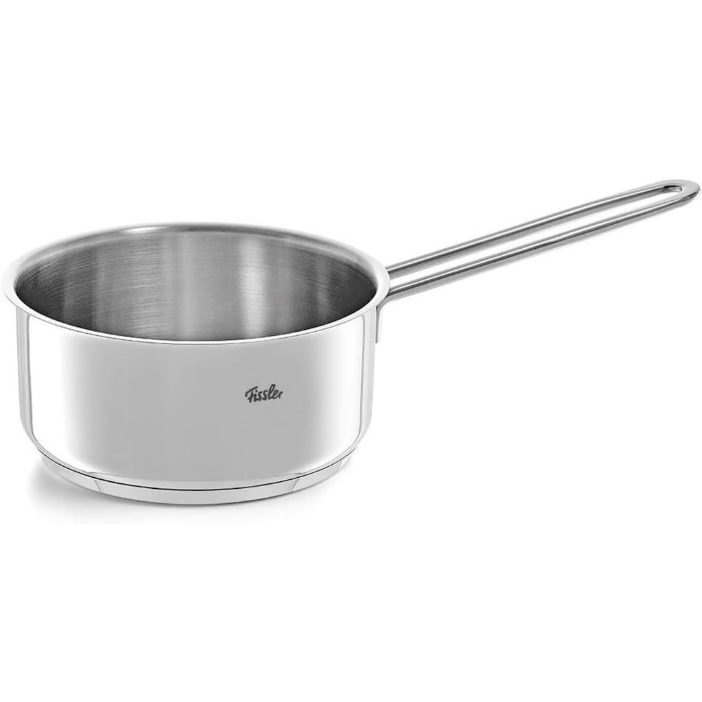 Fissler Topf-Set »Copenhagen«, Edelstahl 18/10, (Set, 9 tlg., Bratentopf 20 cm, je 1 Kochtopf 16/20/24 cm, Stielkasserolle 16 cm), Töpfe mit Glasdeckel, Mess-Skala, Induktion, backofengeeignet