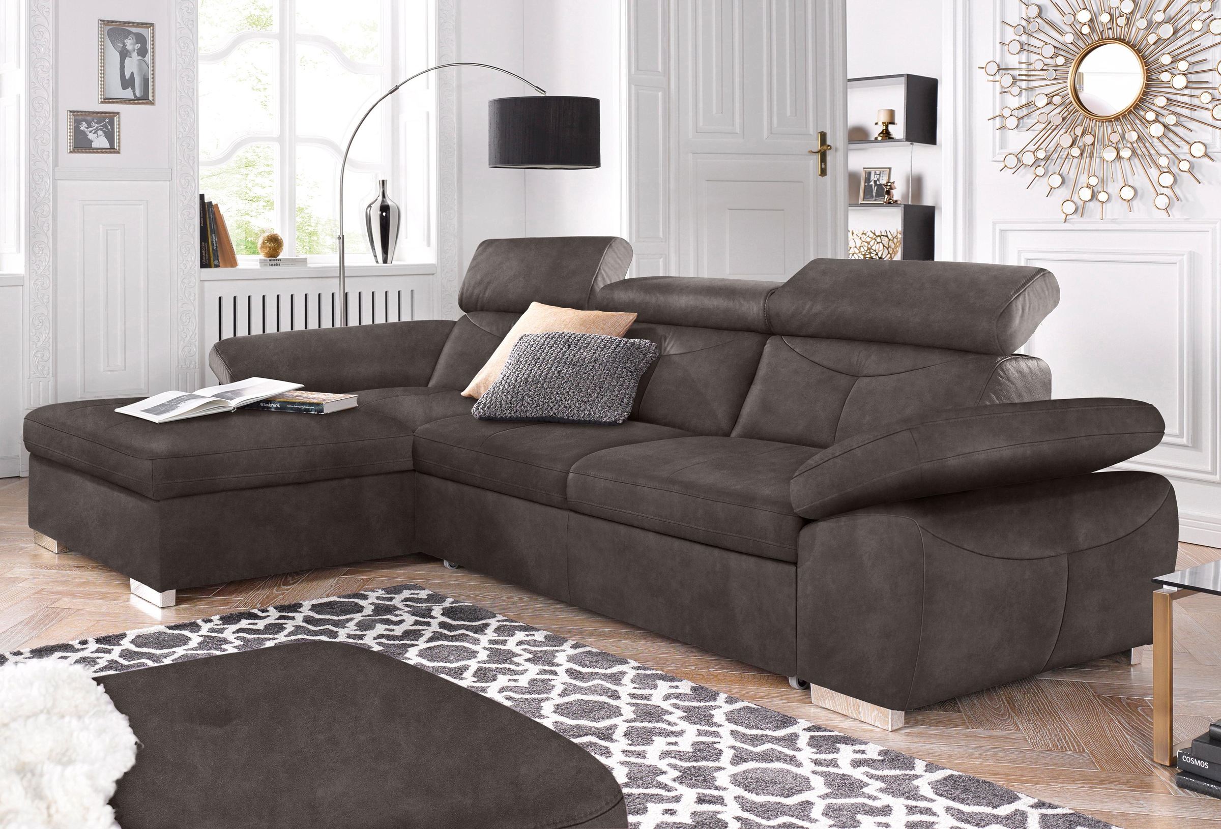 exxpo - sofa fashion Ecksofa »Spring, super bequem, mit Armteil- und Kopfteilfunktion, OTTOs Choice«, L-Form, wahlweise mit Bettfunktion und Bettkasten
