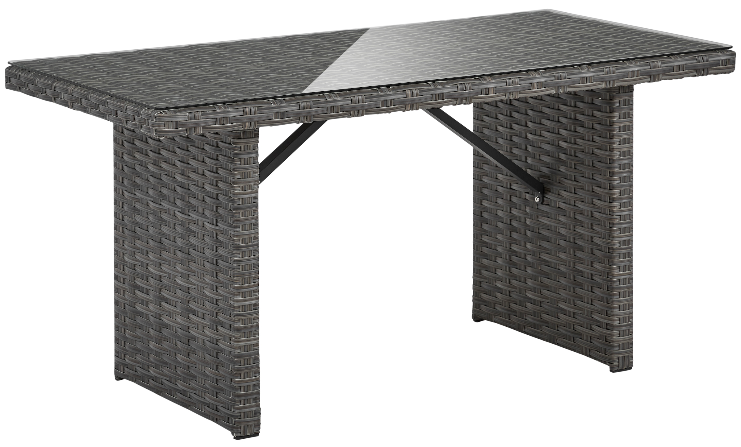 KONIFERA Gartenlounge-Set »Los Angeles«, (Set, 4 tlg., 2x Bank, 1x Hocker, 1x Tisch 140x70x68, inkl. Auflagen