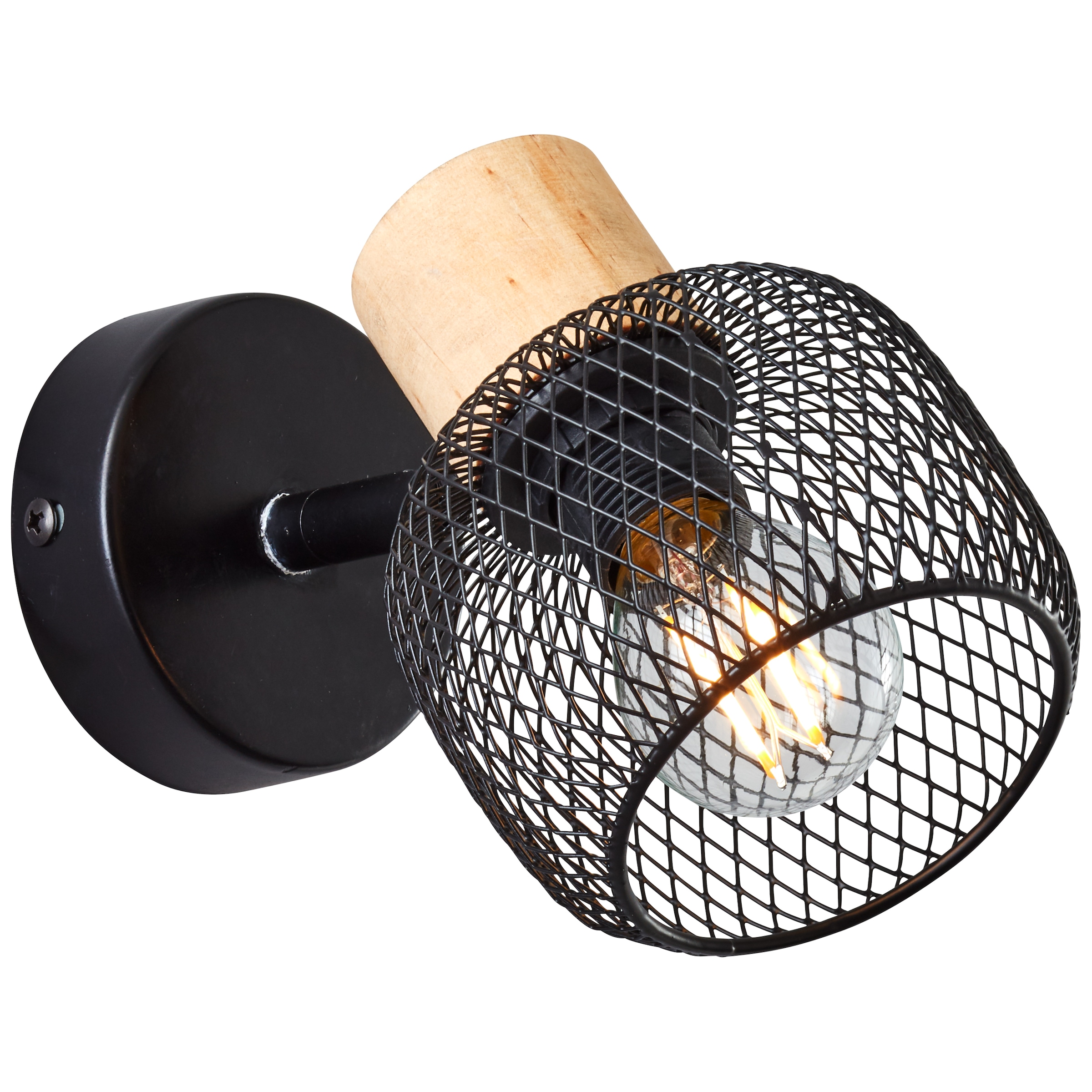 Brilliant Wandstrahler »Giada«, 1 flammig, Leuchtmittel E14 | ohne Leuchtmittel, Wandlampe, 14,5 cm, E14, schwenkbar, Metall/Holz, schwarz/braun