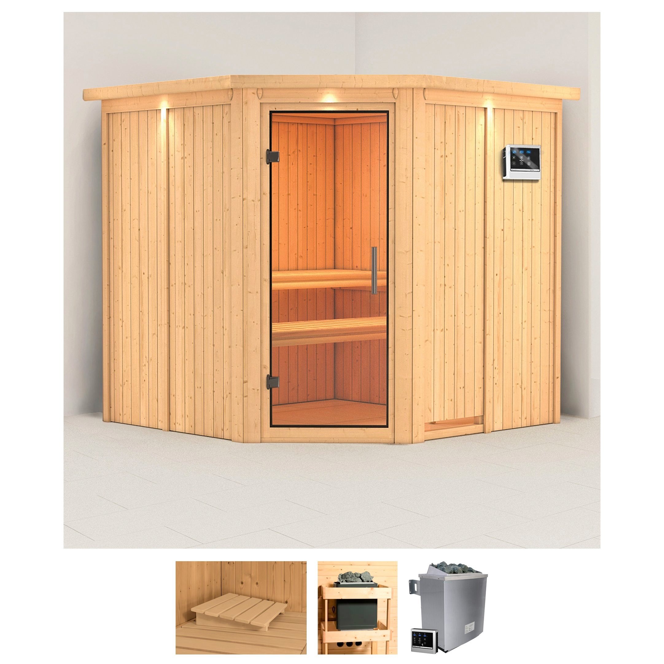 KARIBU Sauna "Jarin", Saunaofen, externe Steuerung, 9 kW, beige, Saunen, Ofen 9 KW externe Strg easy
