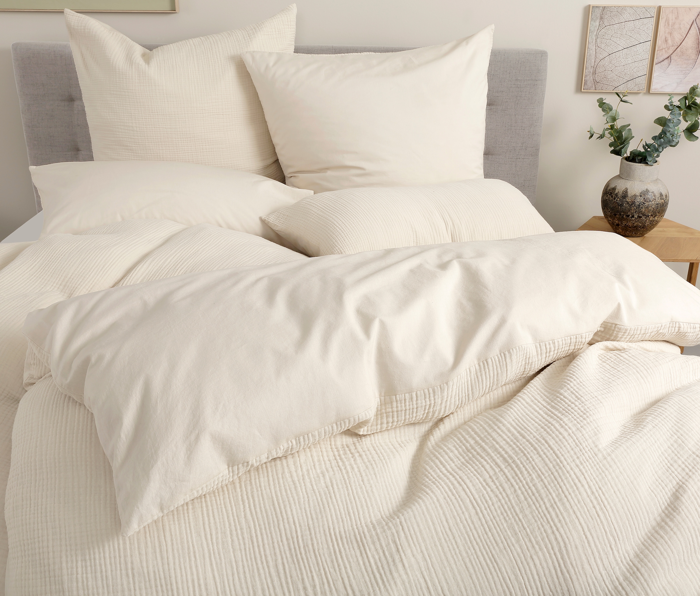 OTTO home Wendebettwäsche "Sari3" 2 Stk. NEUHEIT: aus 100% Baumwolle in weichem Musselin, Rückseite Renforcé