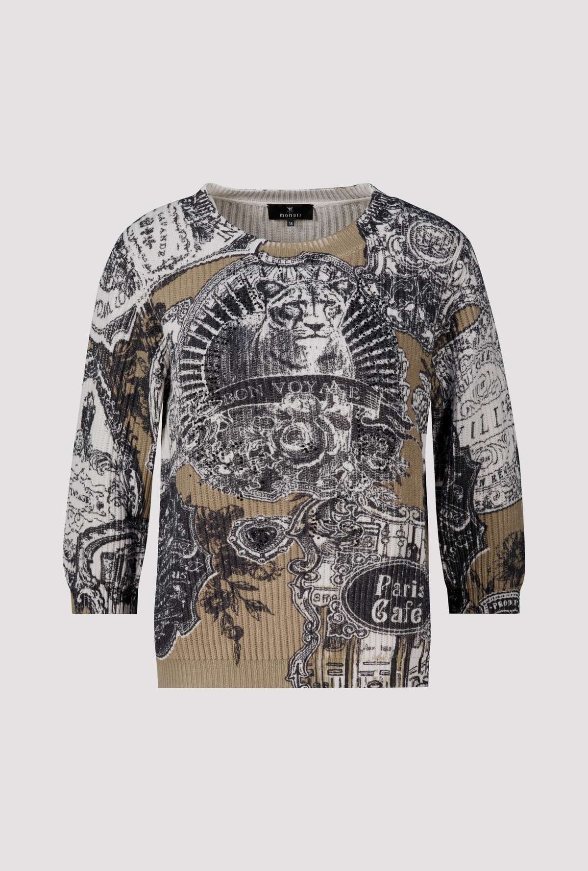 Monari Strickpullover »Pullover Emblemdruck allover« Regular fit mit Emblemdruck