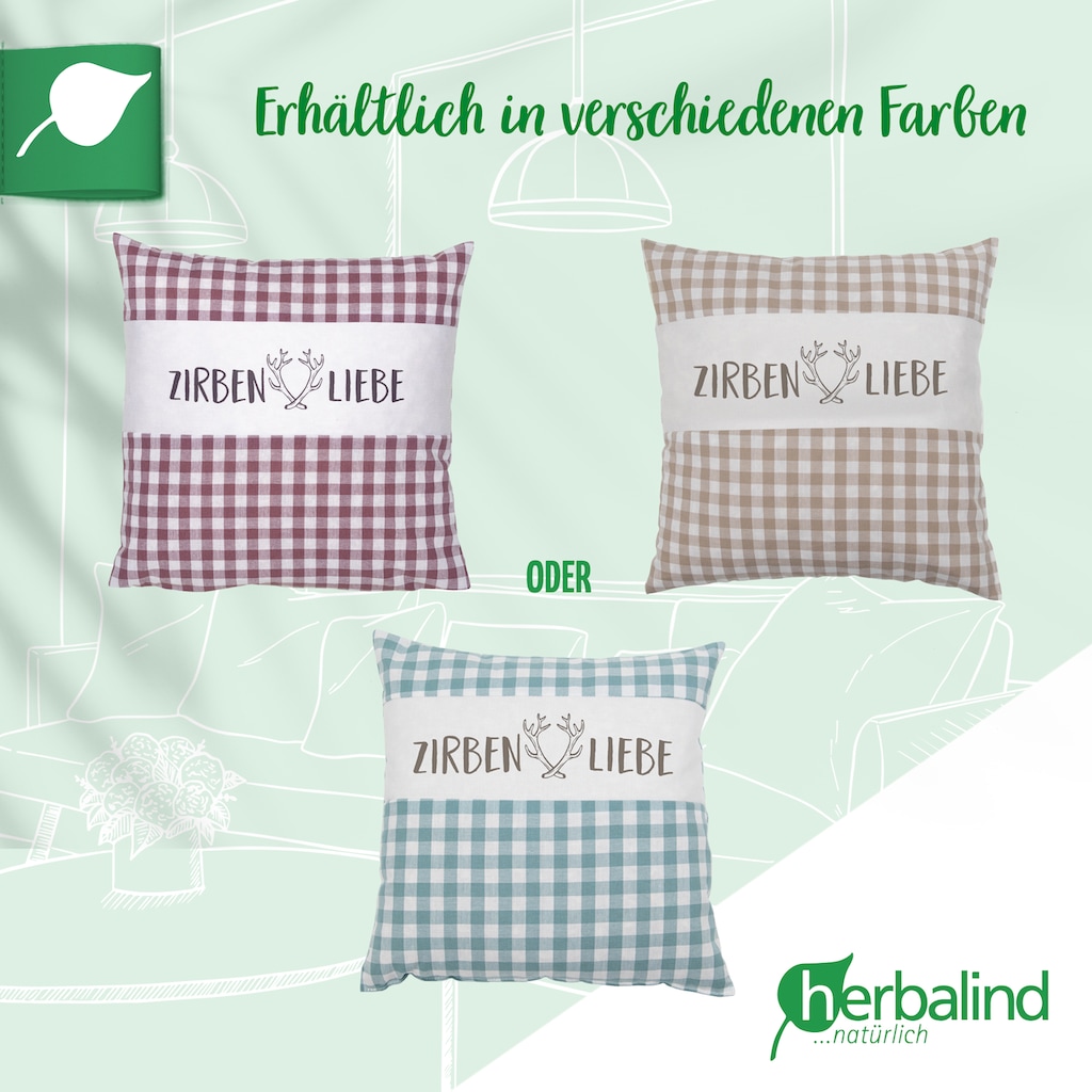 herbalind Duftkissen »als Geschenk 30x30 in braun Dekokissen Zirbenliebe mit Reißverschluss«, (1 St.)