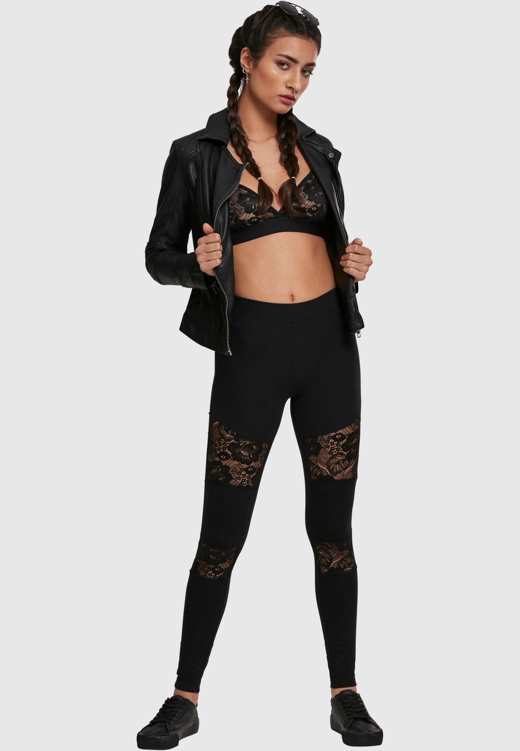 URBAN CLASSICS Leggings »Urban Classics Damen Ladies Laces Inset Leggings«, (1 tlg.)