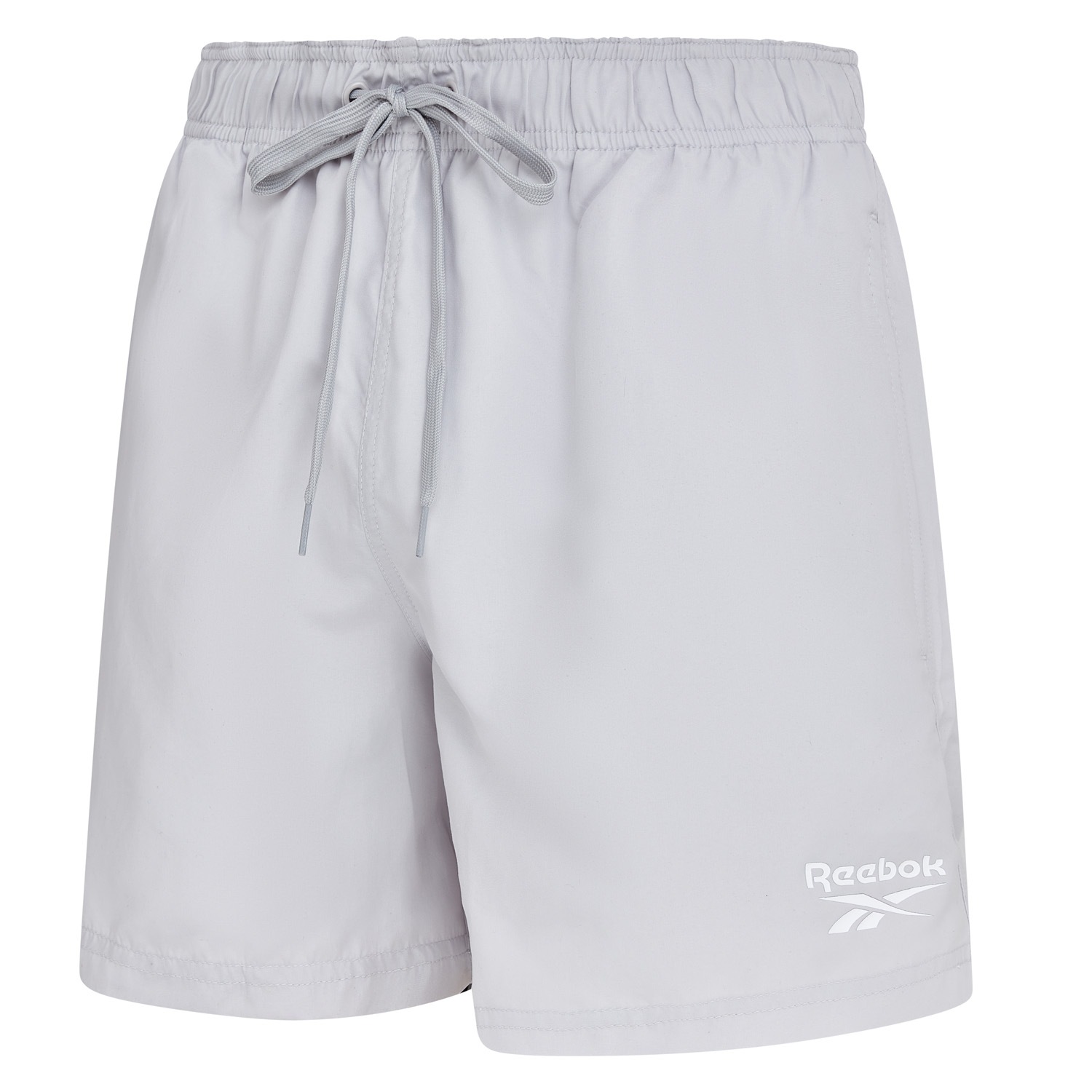 Badeshorts REEBOK "Yale", Herren, Gr. S, N-Gr, simple grau, Microfaser, Polyester, clean, unifarben, Badehosen Badeshorts, mit Kordelzug und elastischem Bund, mit Logo, basic