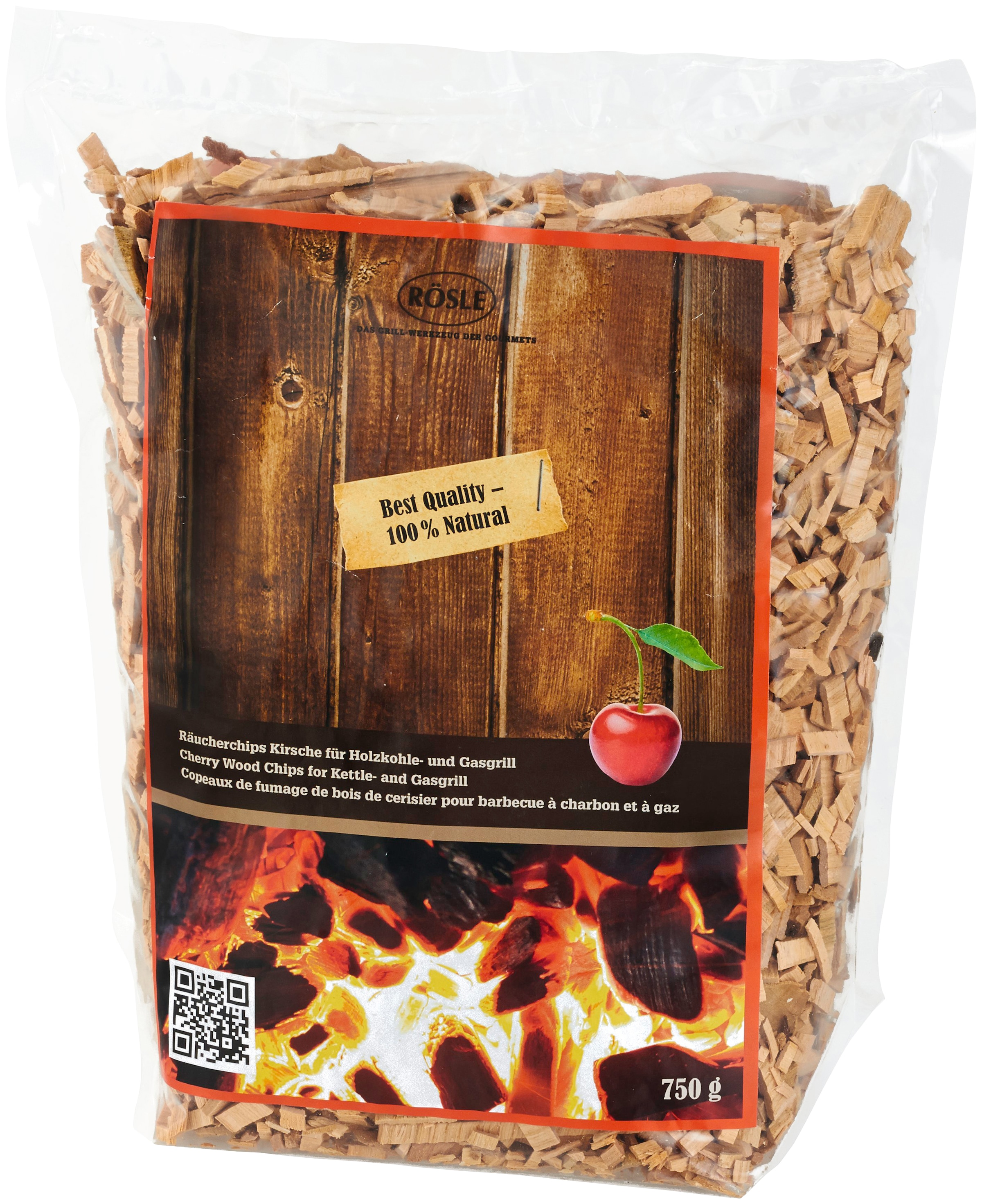 RÖSLE Räucherspäne »Räucherchips, 25105«, Kirsche, für Räucherbox, rauchaktiv, naturbelassenes Holz, 750 g