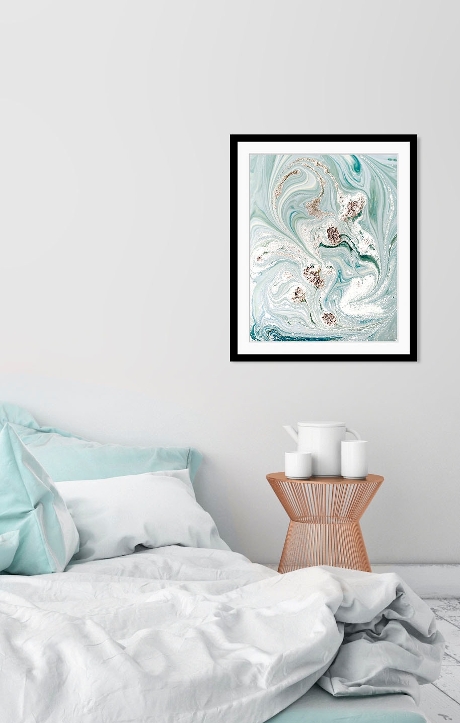 queence Bild "Balou" Abstrakt Marmor 1 Stk. tlg. HD Premium Poster-Druck inkl. Holzrahmen