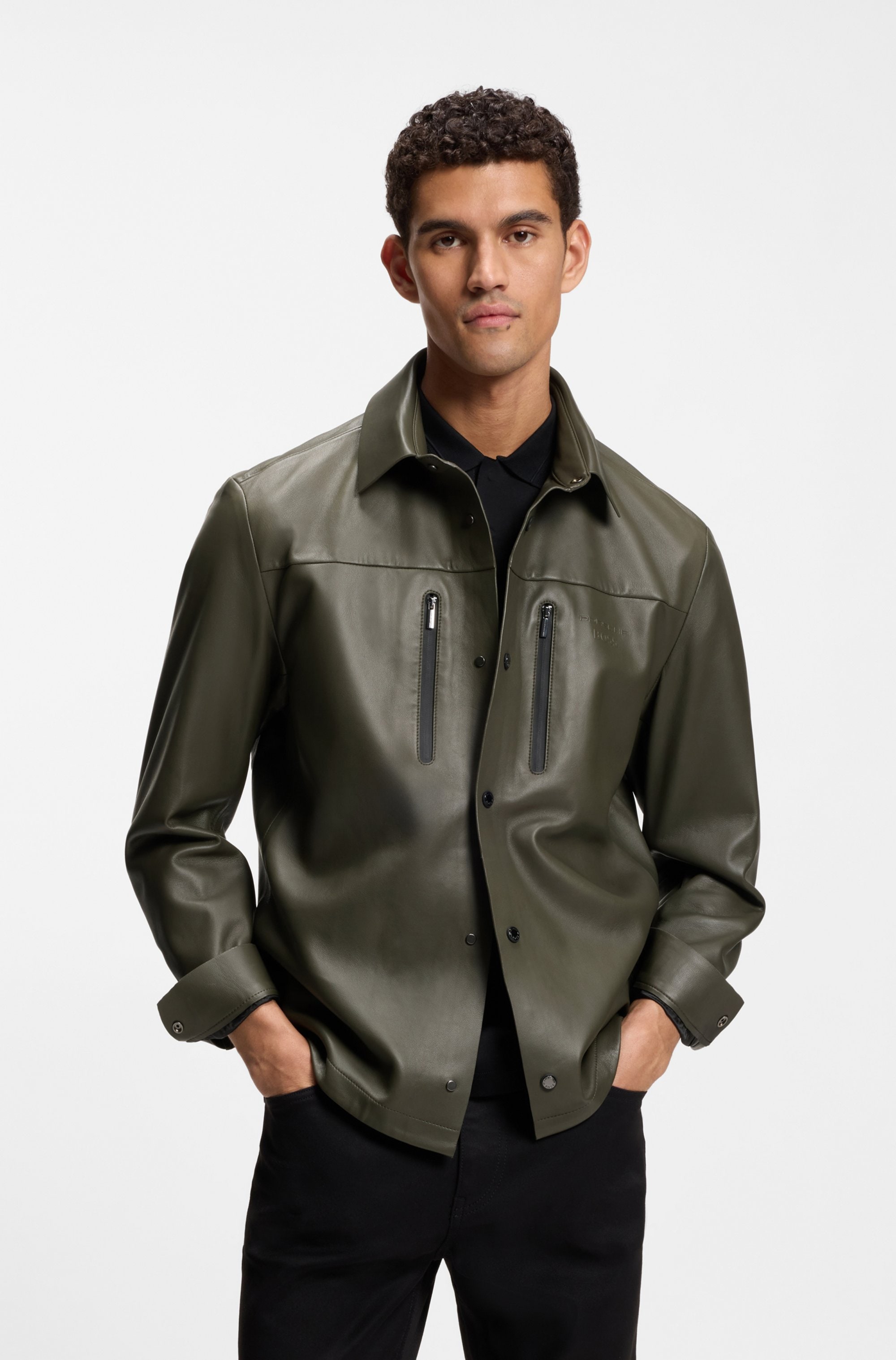 BOSS GREEN Hemdjacke "Porsche Spirit 70 Capsule Collection" aus Nappaleder, günstig online kaufen