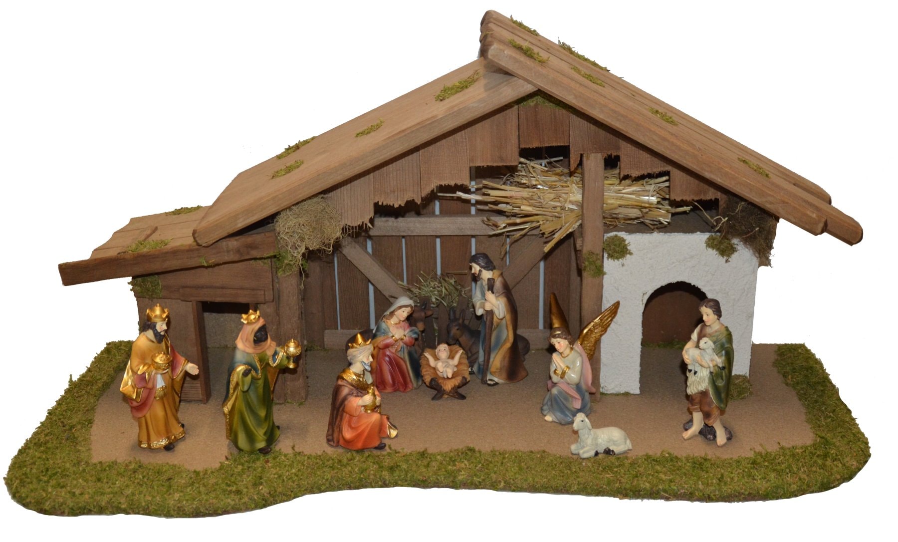 Alfred Kolbe Krippe "Krippenstall" mit 13 cm Poly-Figuren 11tlg. günstig online kaufen