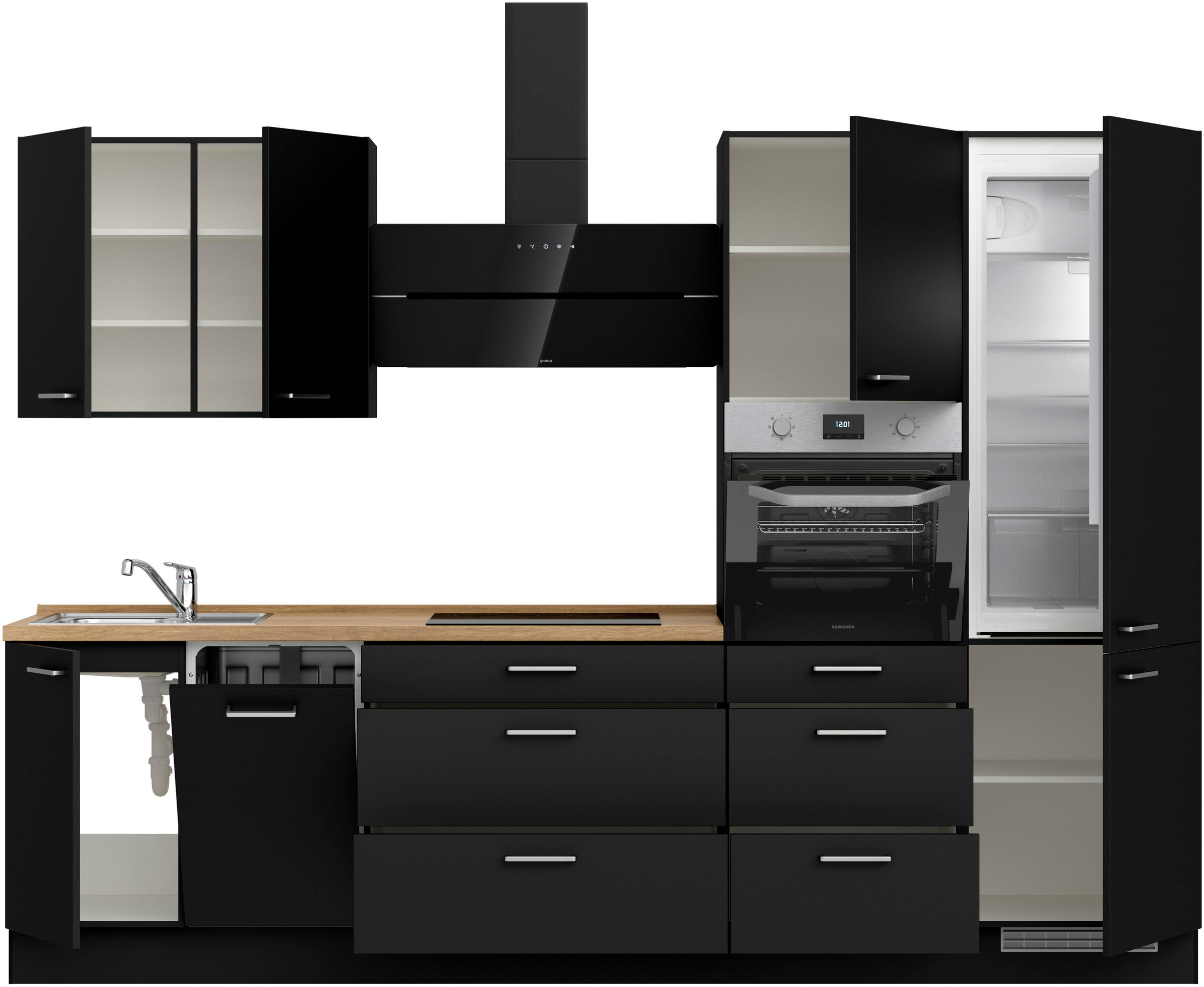 nobilia® Küchenzeile »"Touch II"« vormontiert, Ausrichtung wählbar, Breite 300 cm, wahlw. mit E-Geräten