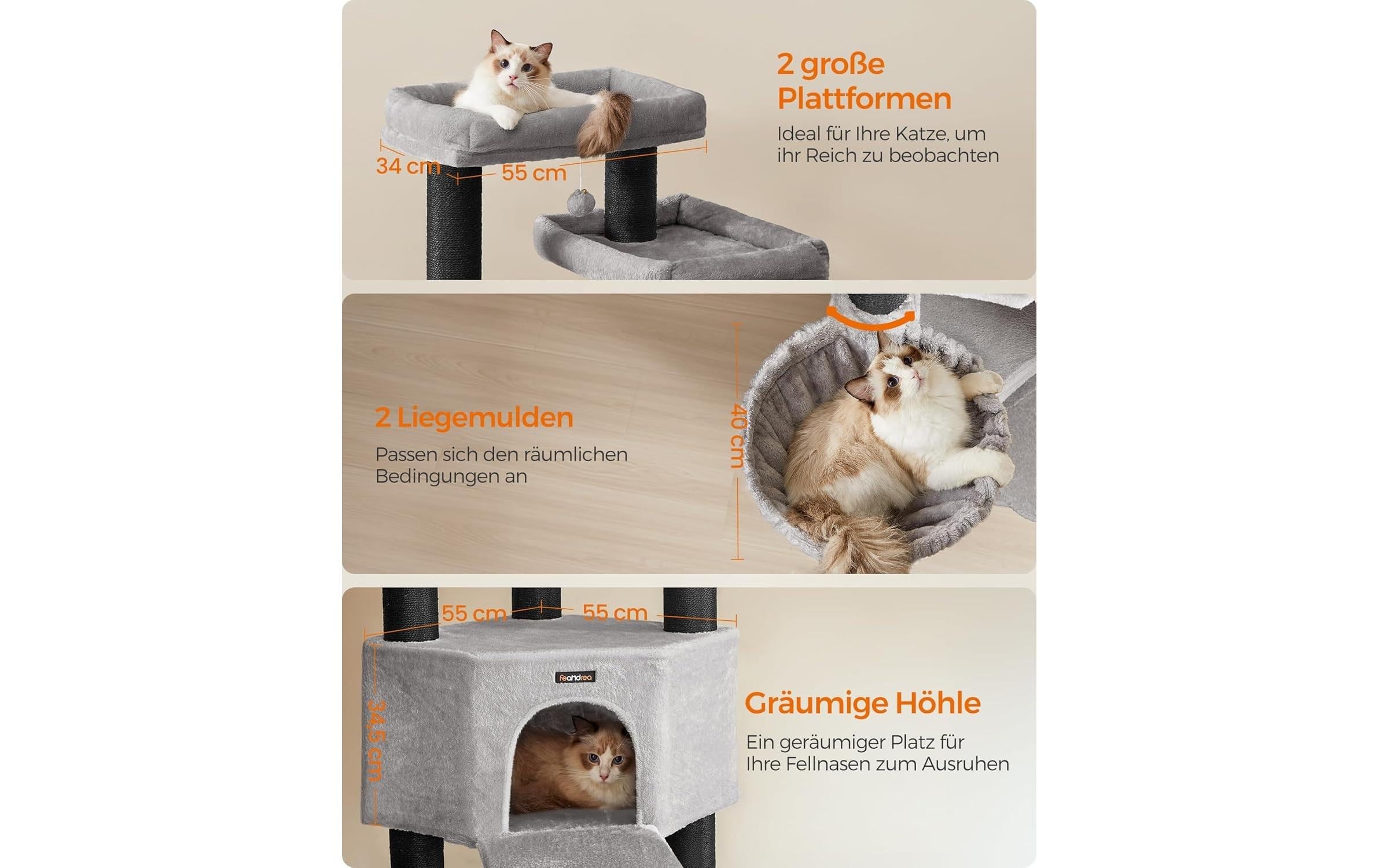 FEANDREA Kratzbaum »Large Multi-Tier Cat Tree 55 x 55 x 195 cm« 195 cm hoch
