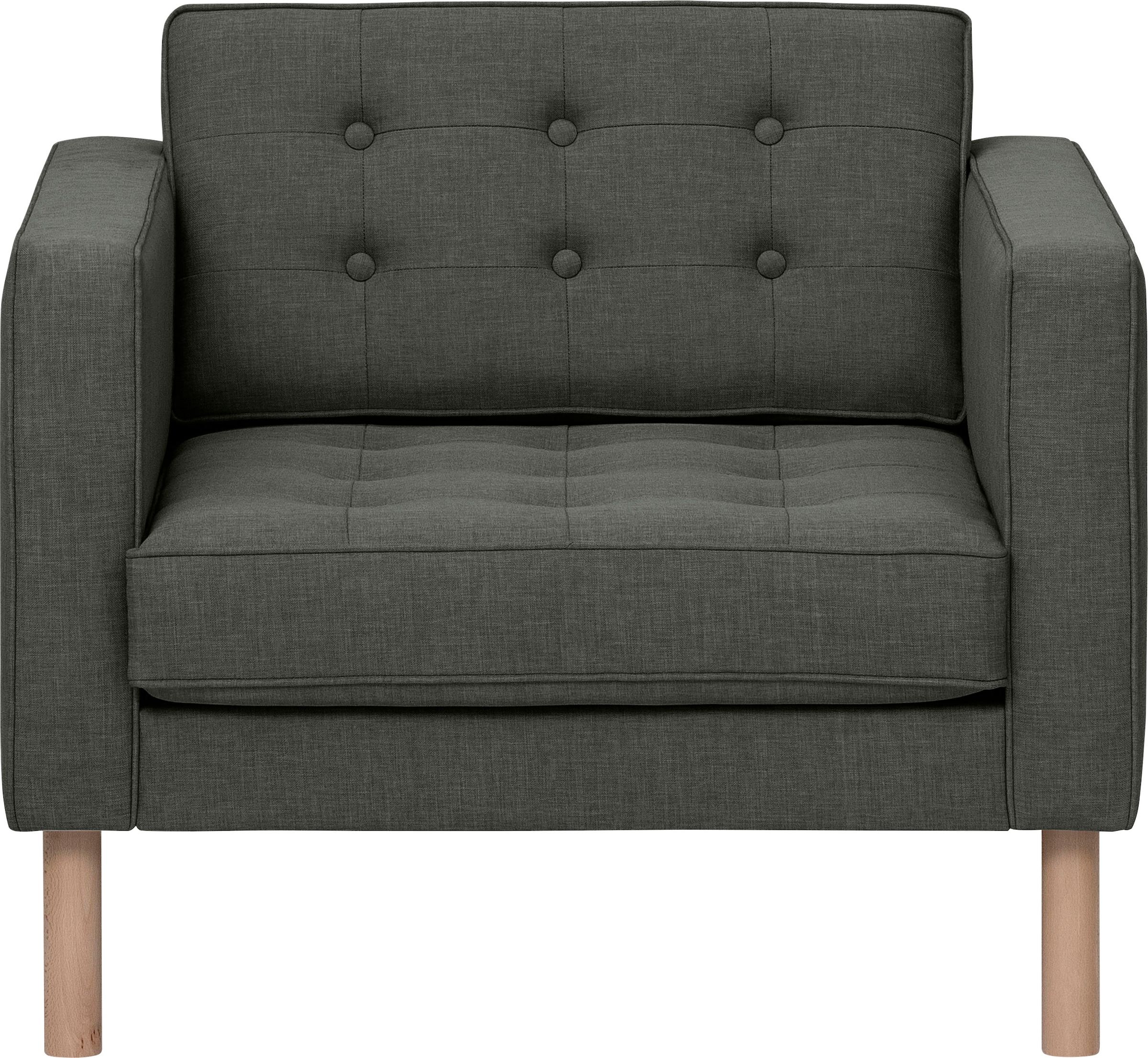 GEPADE Loungesessel »Clubsessel und Designsessel mit aufwendiger Rücken- und Sitzoptik,«, mit buchefarbenen Holzfüße