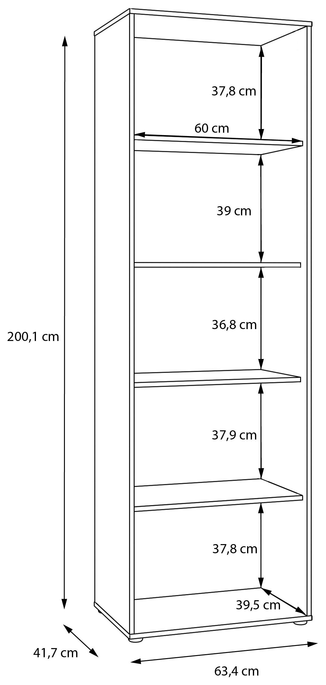 FORTE Vitrine »Forte Arank Vitrine 200 , Glastüre, Beleuchtung optional bestellbar« B/H/T 63,4/200,1/41,7 cm Lamellenoptik