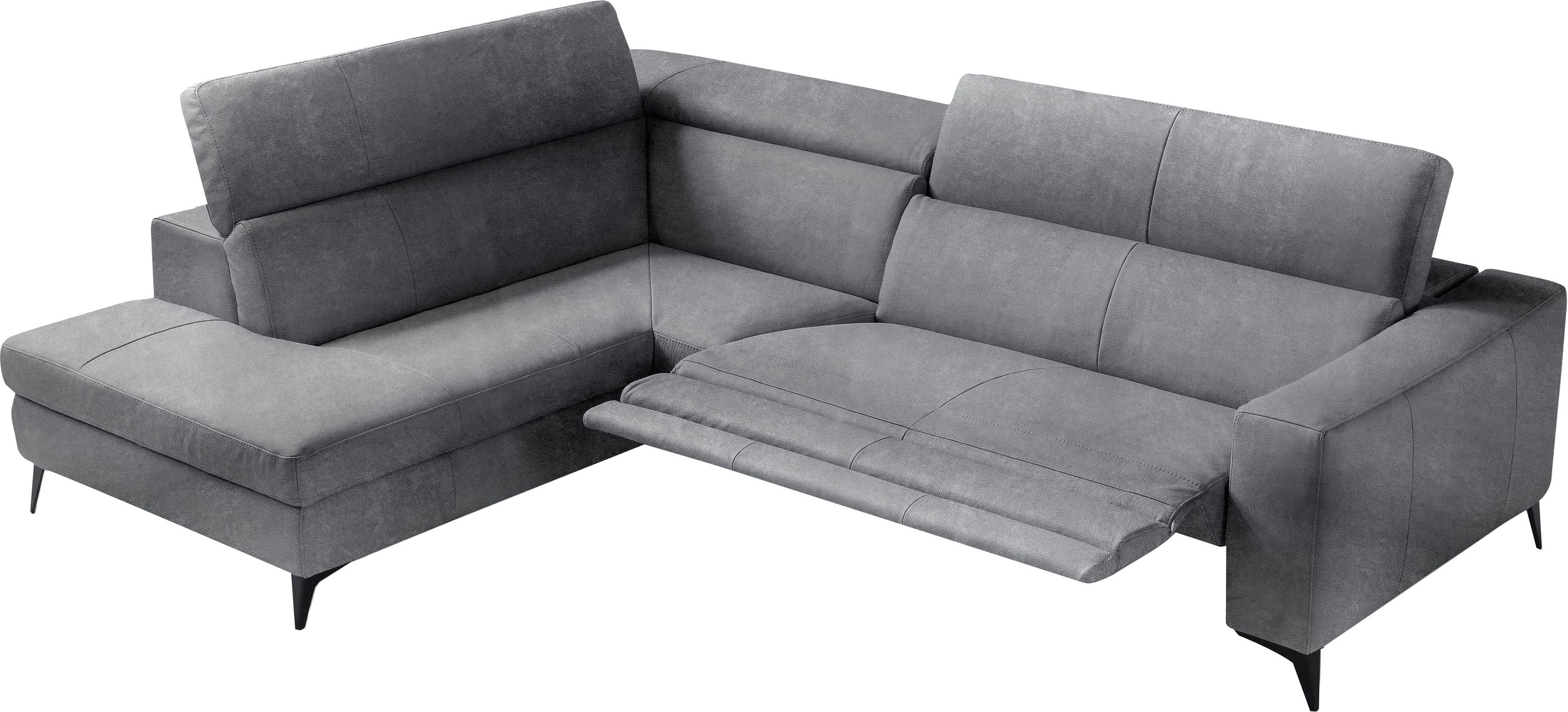 Egoitaliano Ecksofa "Edith, Designsofa mit hohem Sitzkomfort, Breite 269cm, L-Form" inkl. elektrischer Relaxfunktion und manuell verstellbaren Kopfteilen