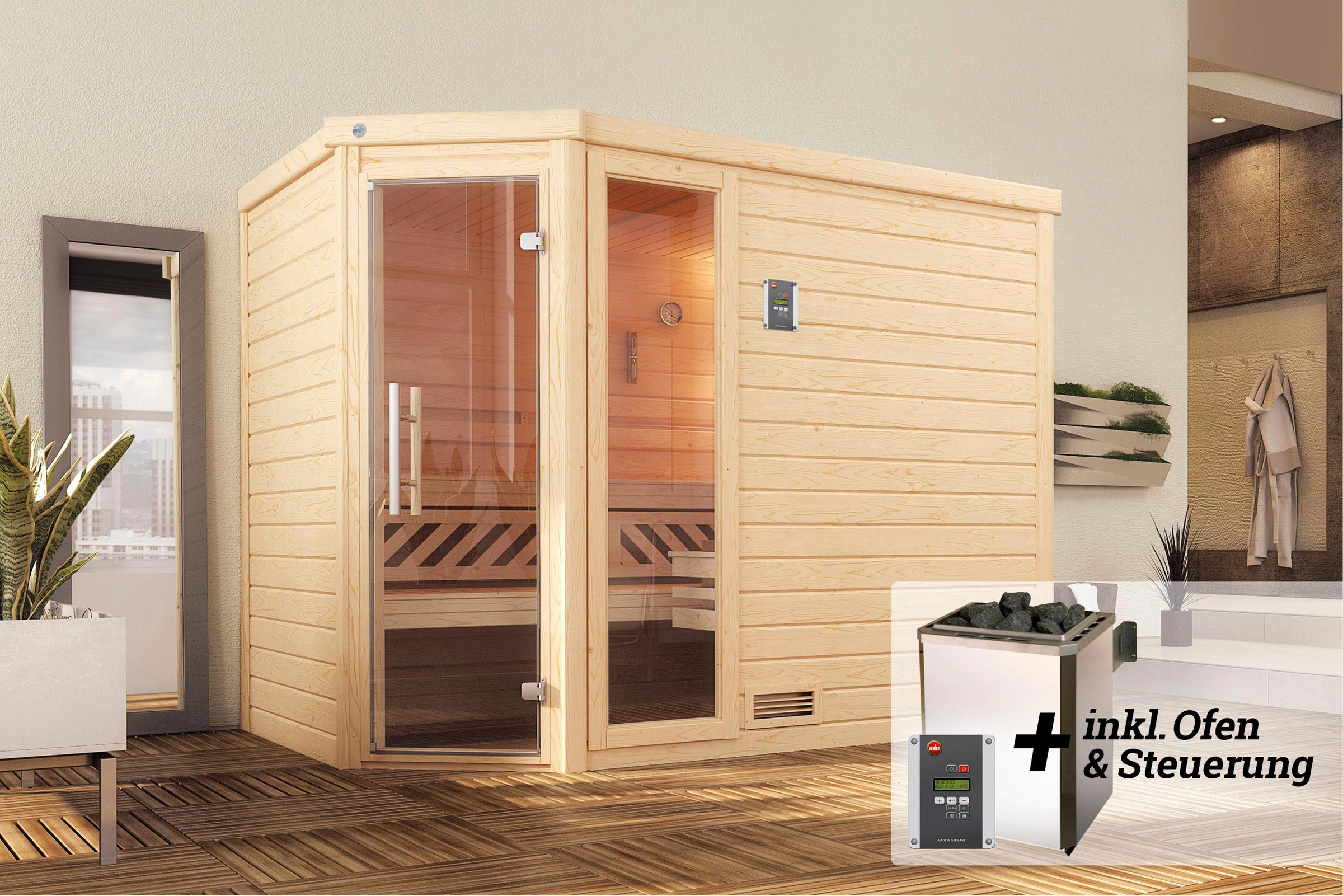 weka Sauna »Turku«, 7,5 kW-Ofen mit digitaler Steuerung