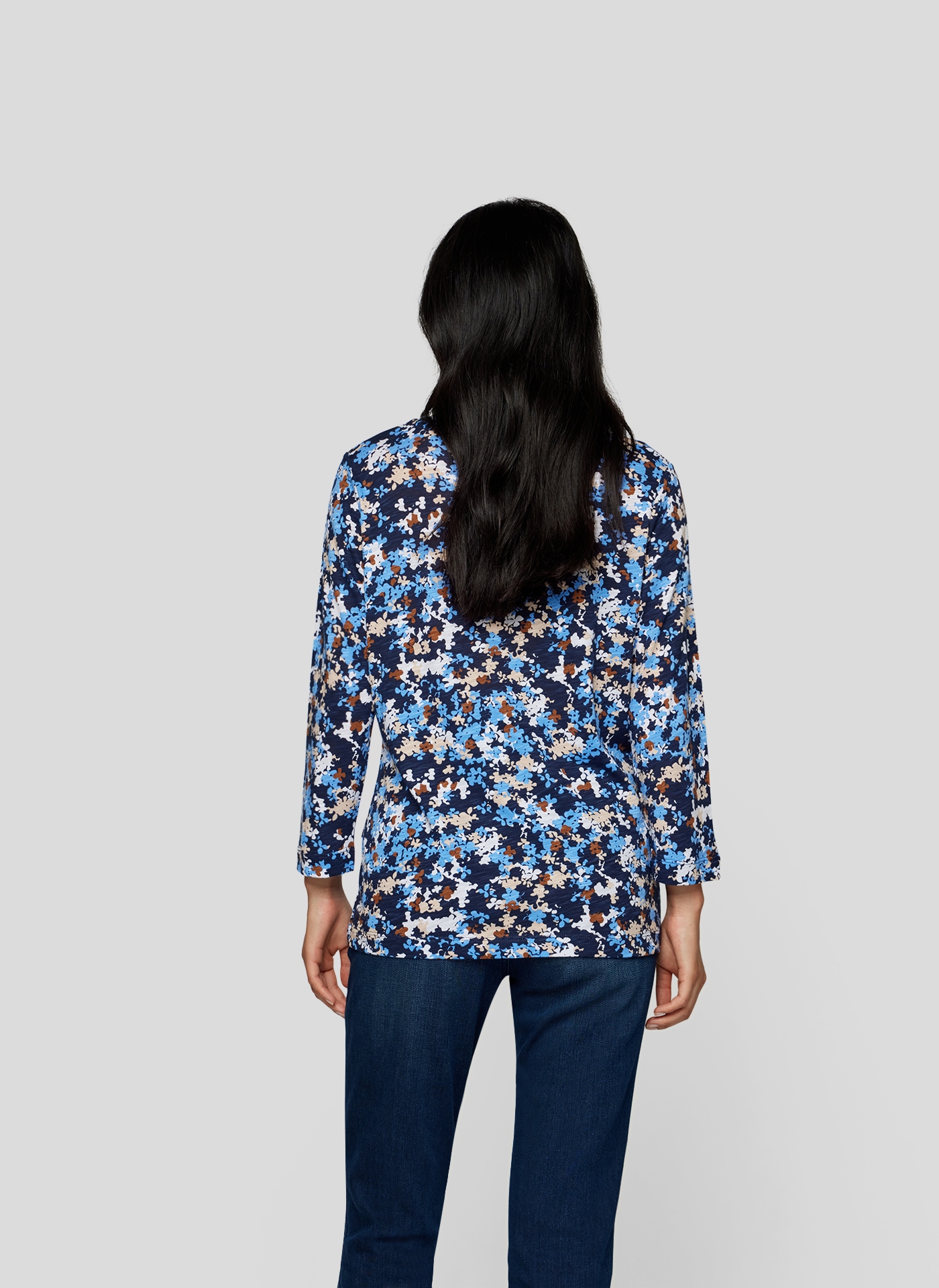 Rabe Print-Shirt »Rabe Blumiges 3/4-Arm-Shirt in Blau und Beige«