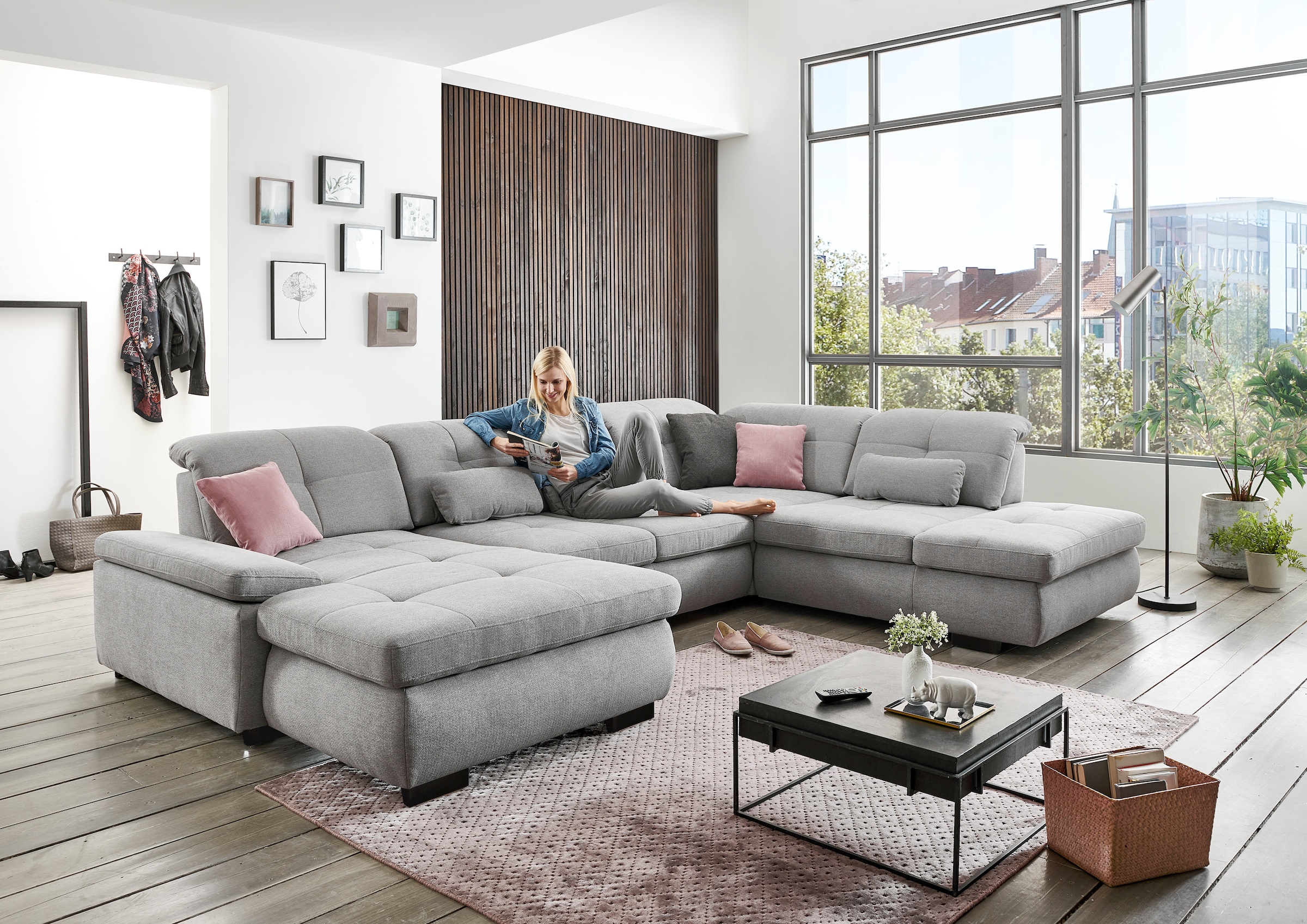 Die PlanBar Ecksofa »MP-IN16012 L-Form, mit Federkern-Polsterung«, inkl. Sitztiefenverstellung wahlweise mit weiteren Funktionen