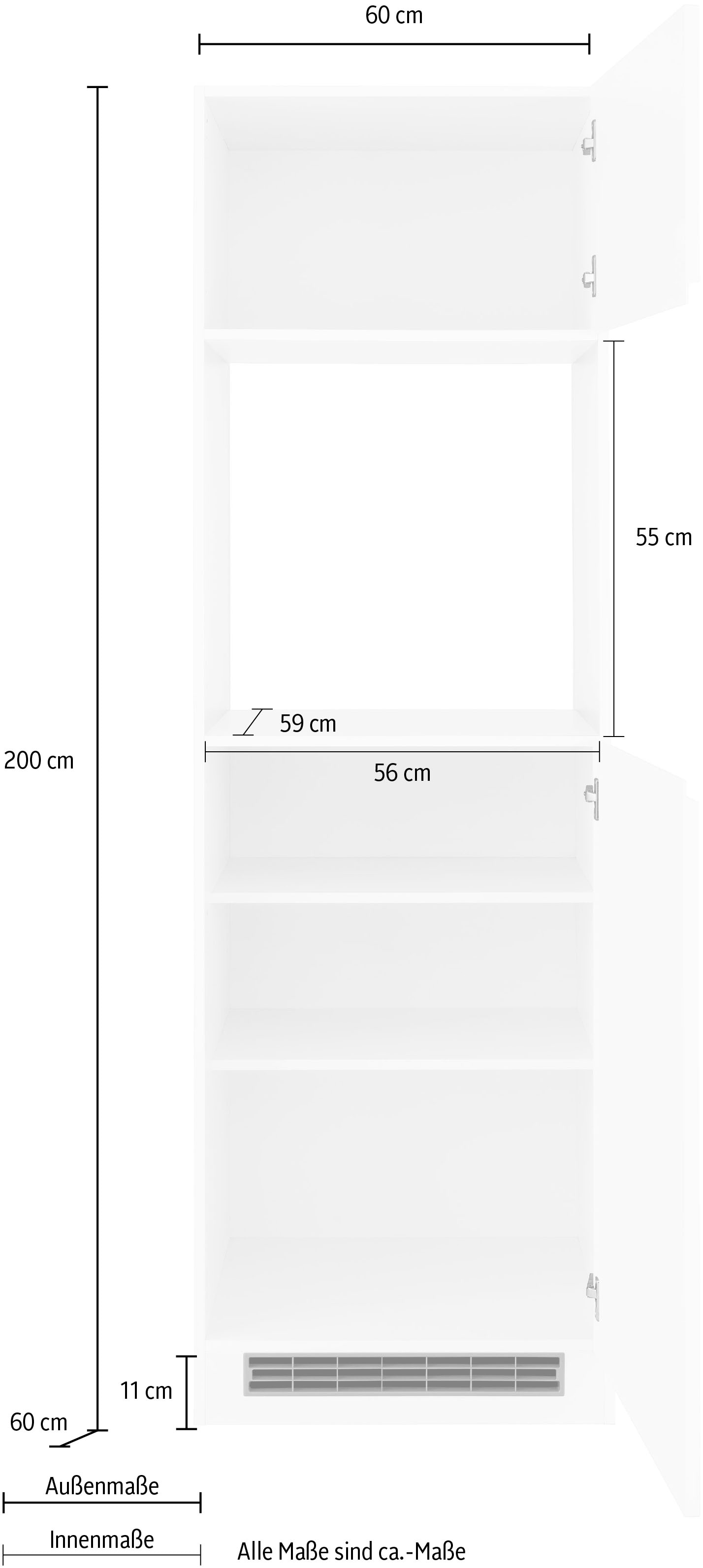 HELD MÖBEL Ofen 56/59/55 cm BAUR 2 für breit, »Virginia«, Backofenumbauschrank kaufen cm, Türen Nische | B/H/T: 60 200 hoch, cm