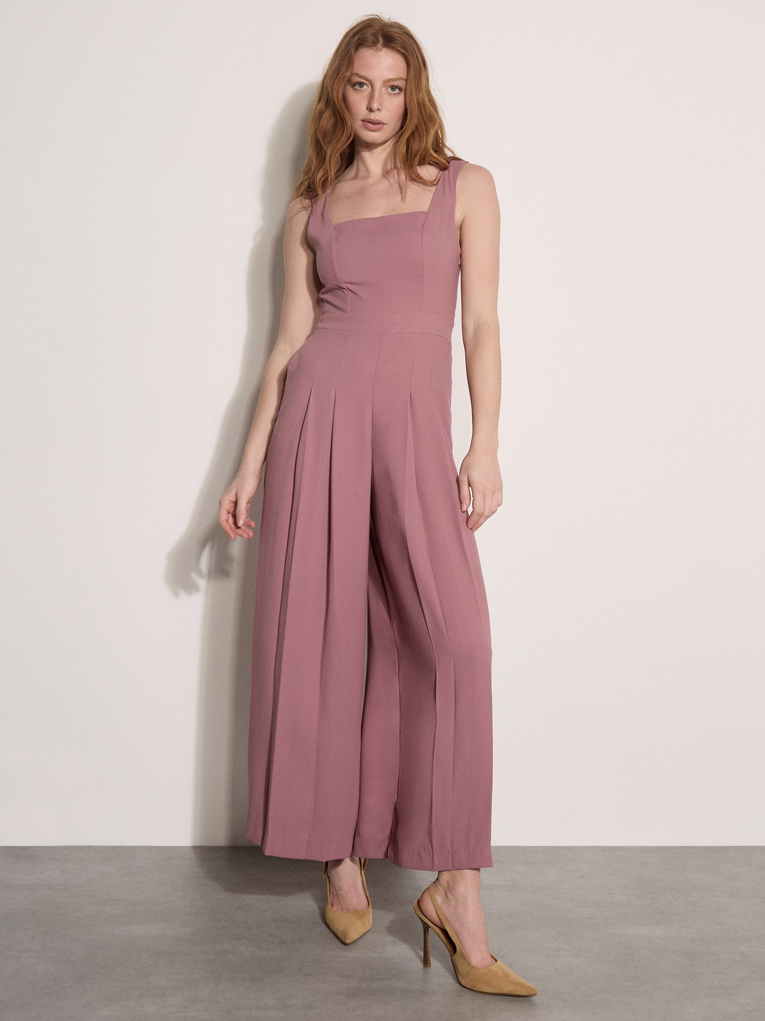 Apricot Jumpsuit "Jumpsuit aus Crêpe" mit weitem Bein