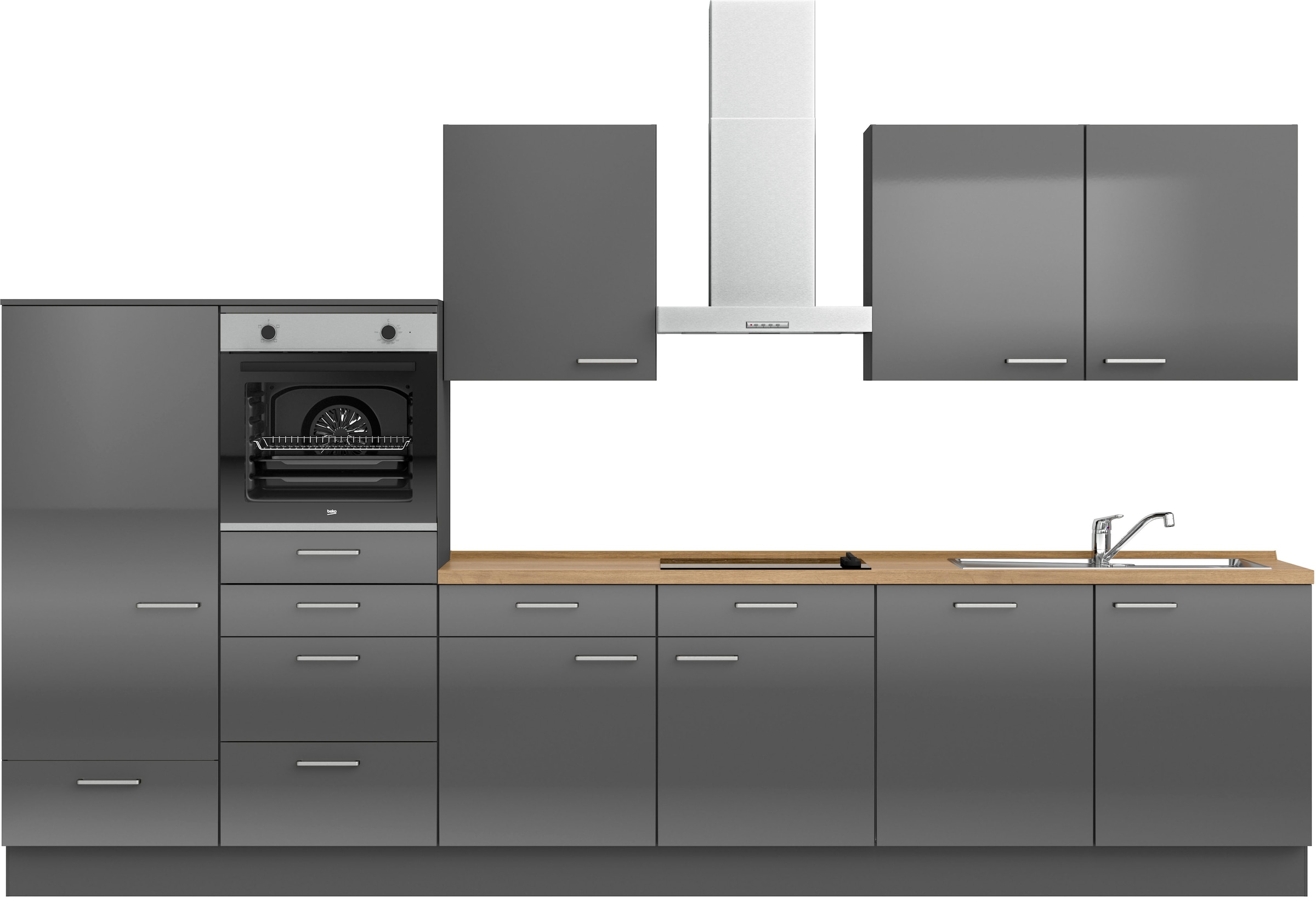 nobilia Küchenzeile ""Flash I", NEU: individuell anpassbar mit gratis Profi-Beratung" vormontiert, Breite 360 cm, Ausrichtung wählbar, wahlw. mit E-Geräten