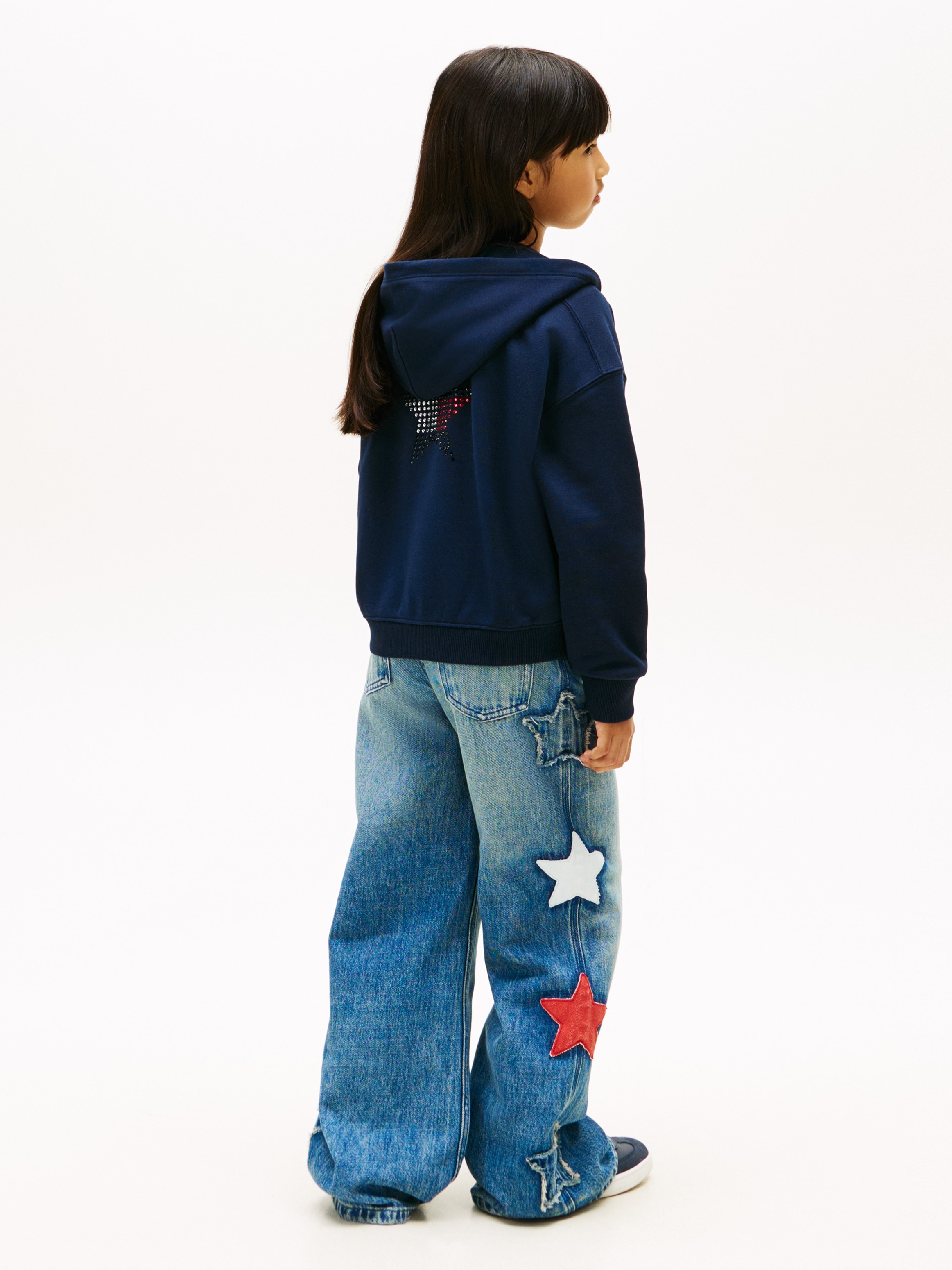 Tommy Hilfiger Sweatjacke »STAR ZIP THROUGH HOODIE« Kinder bis 16 Jahre, mit Flag-Sternen aus Strass-Steinen