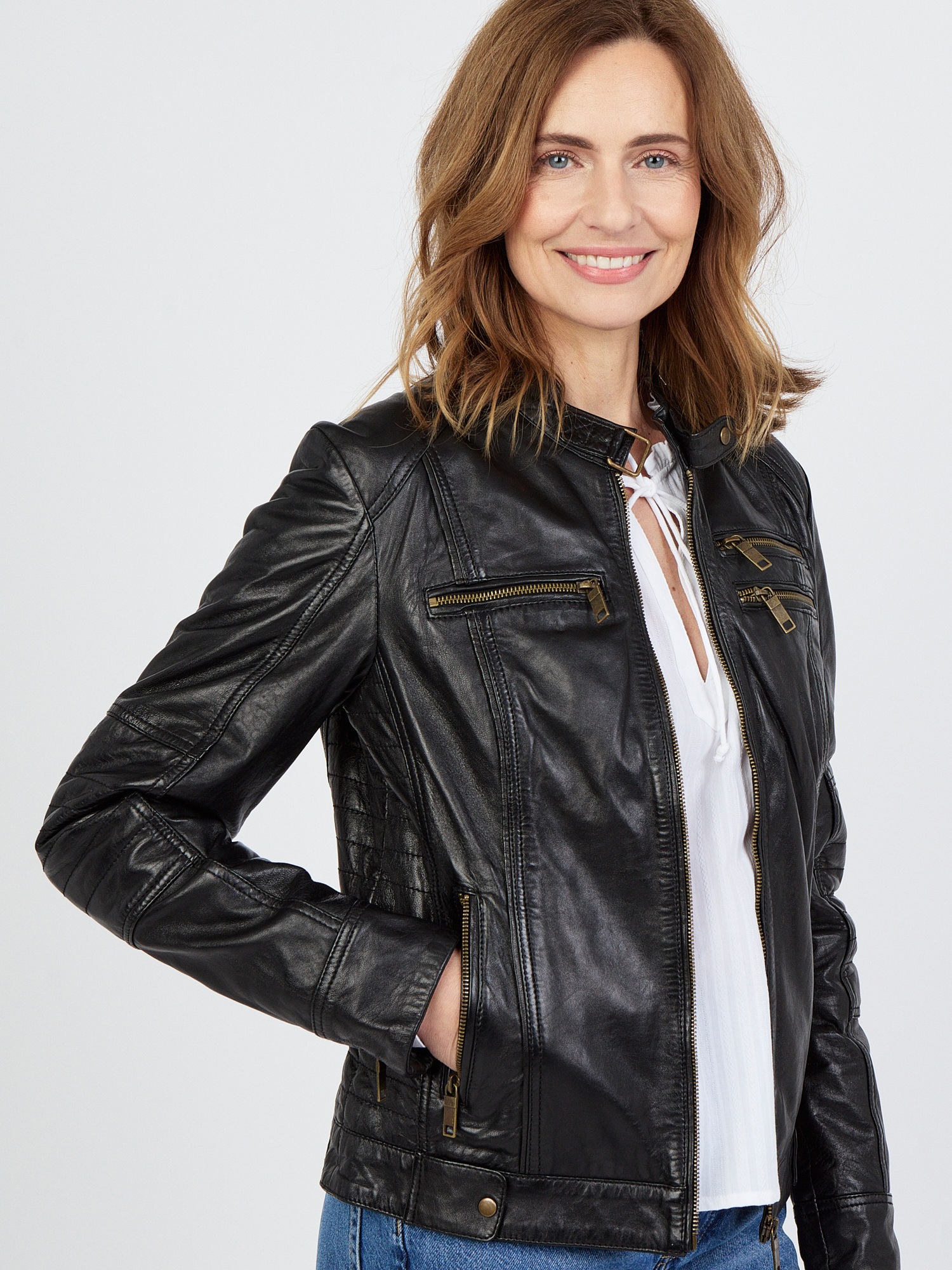 JCC Sirpa Leather Jacket Black Size 36 3