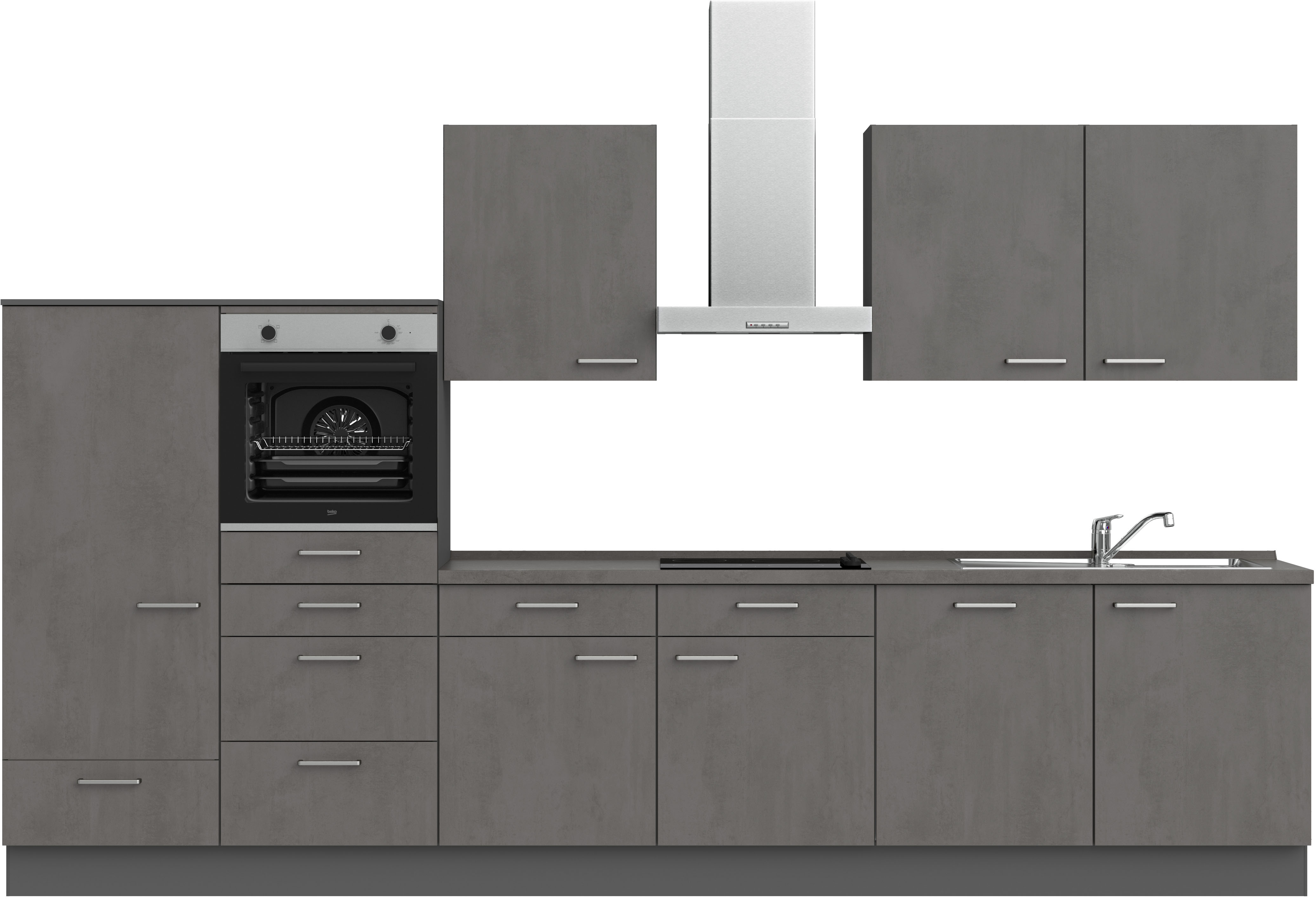 nobilia Küchenzeile ""Riva I", NEU: individuell anpassbar mit gratis Profi-Beratung" vormontiert, Breite 360 cm, Ausrichtung wählbar, wahlw. mit E-Geräten